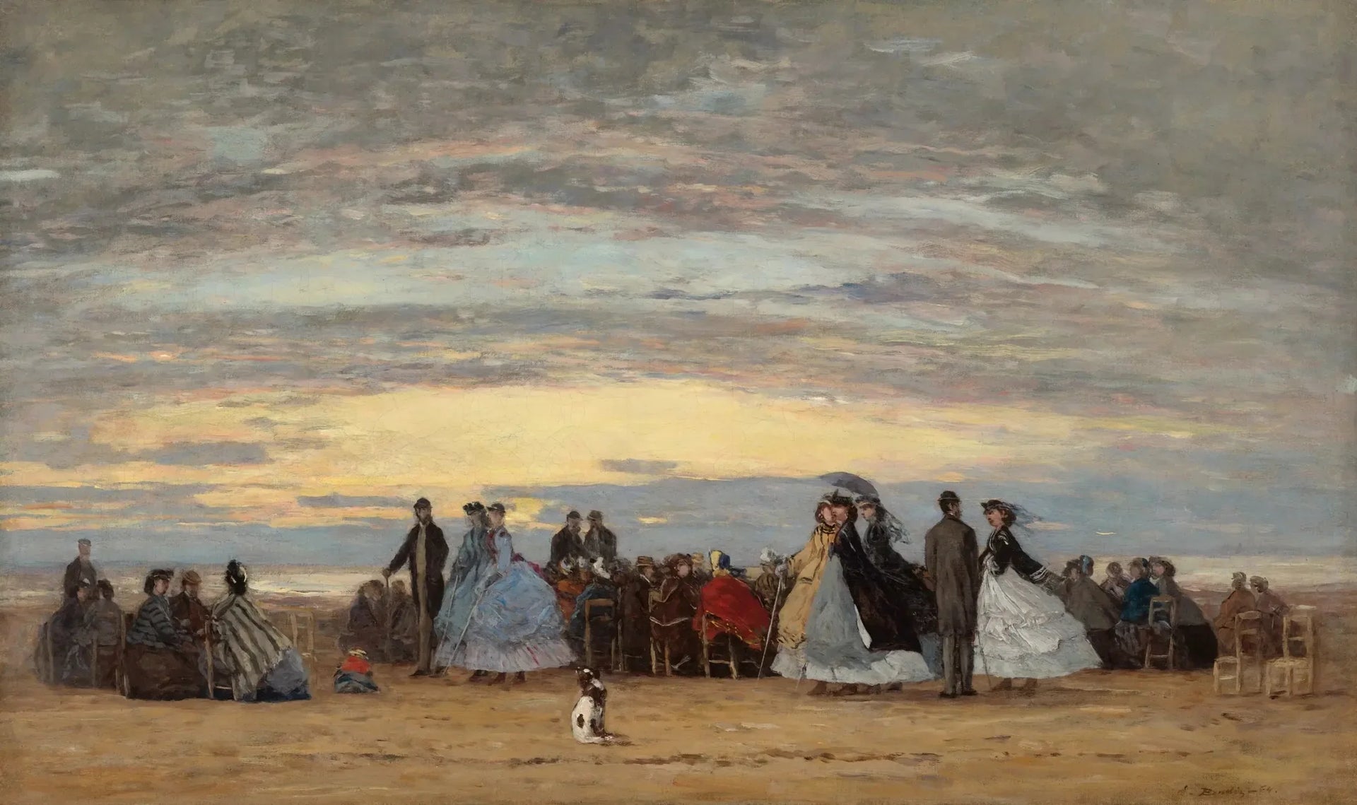 La plage à Villerville - Eugène Boudin image 1 reproduction d’œuvre d’art à l’huile