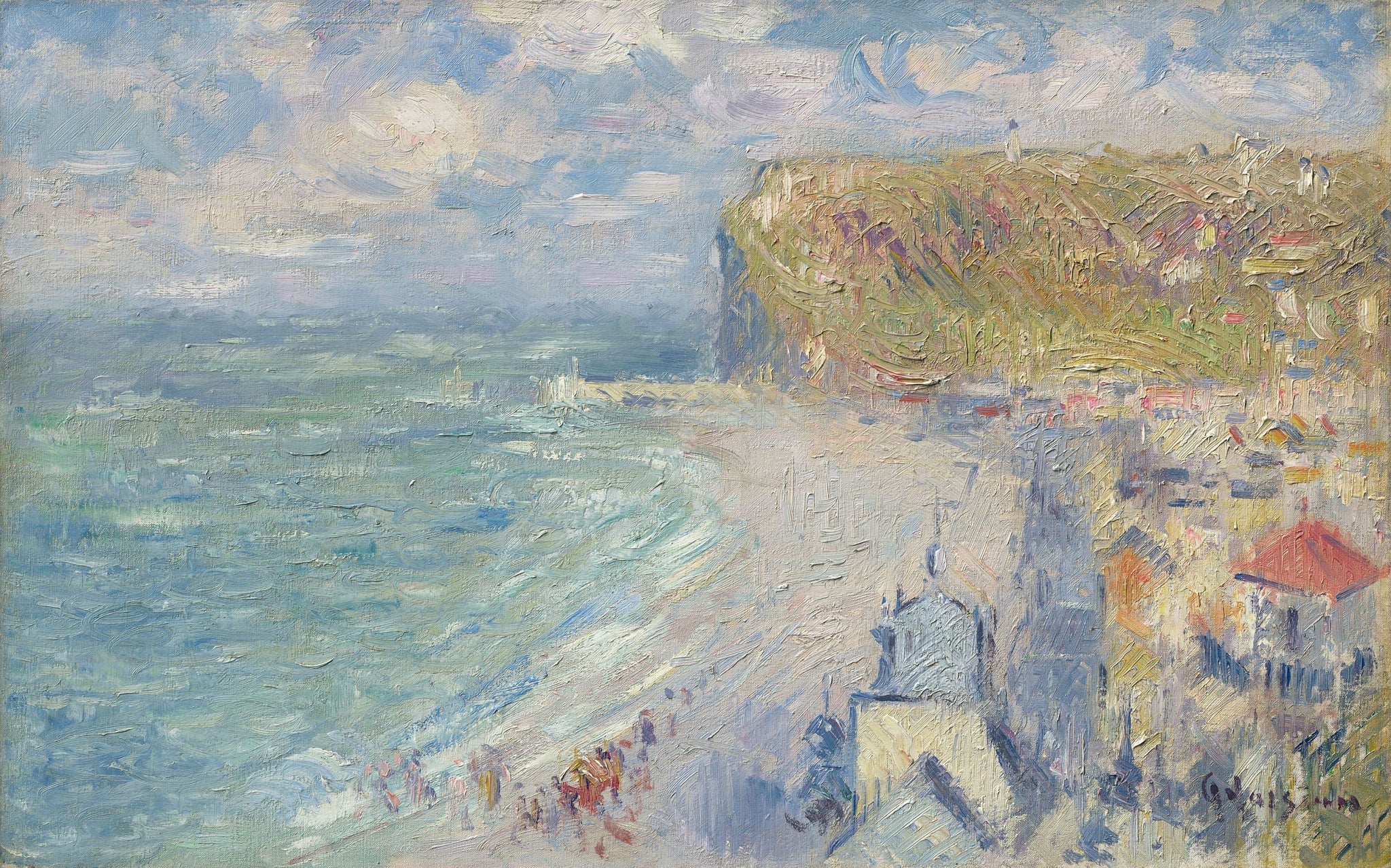 La plage de Fécamp - Gustave Loiseau image 1 copie peinte à la main à l’huile