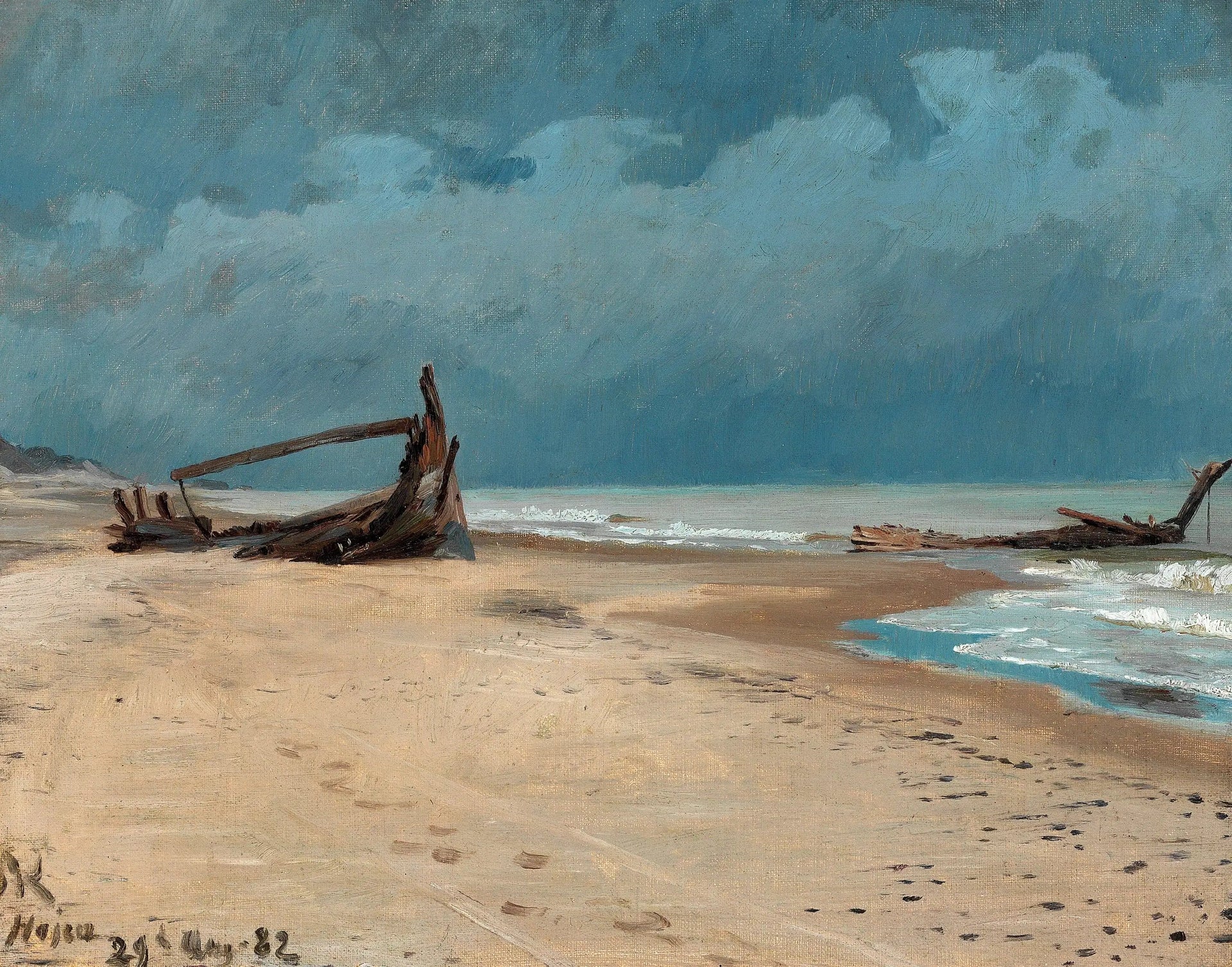 La plage de Højen. - Peder Severin Krøyer image 1 reproduction de peinture à l’huile