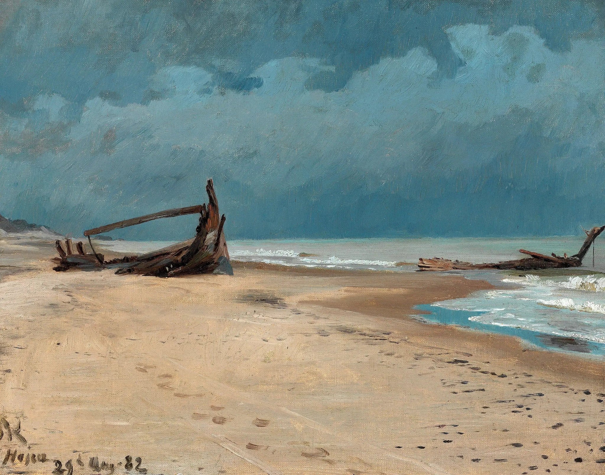 La plage de Højen. - Peder Severin Krøyer image 1 reproduction de peinture à l’huile