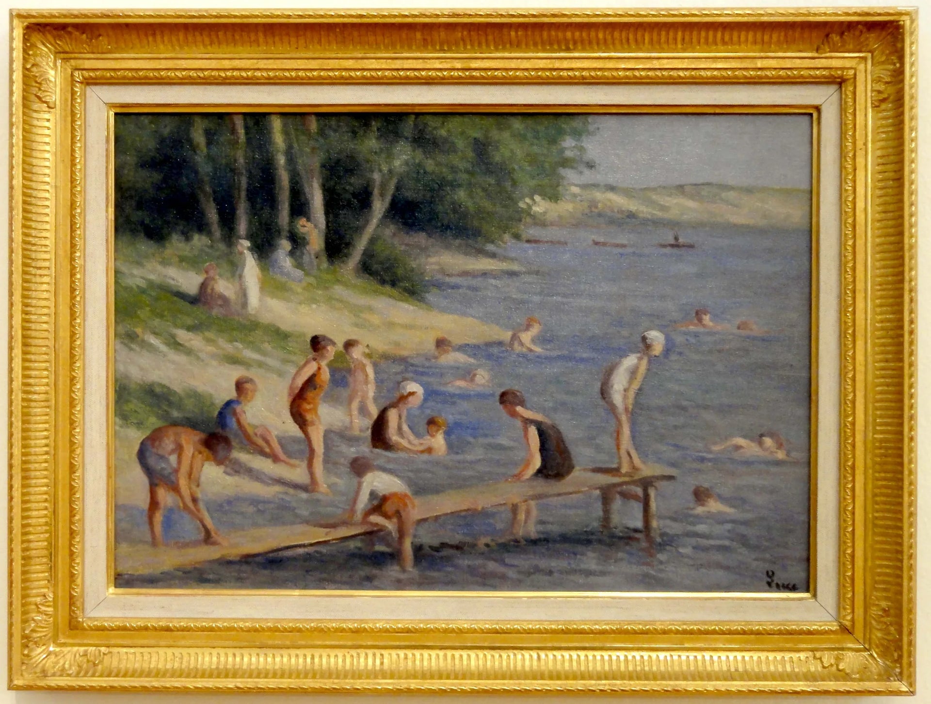 La plage de Méricourt, baignade - Maximilien Luce image 1 reproduction réalisée par Alpha Reproduction