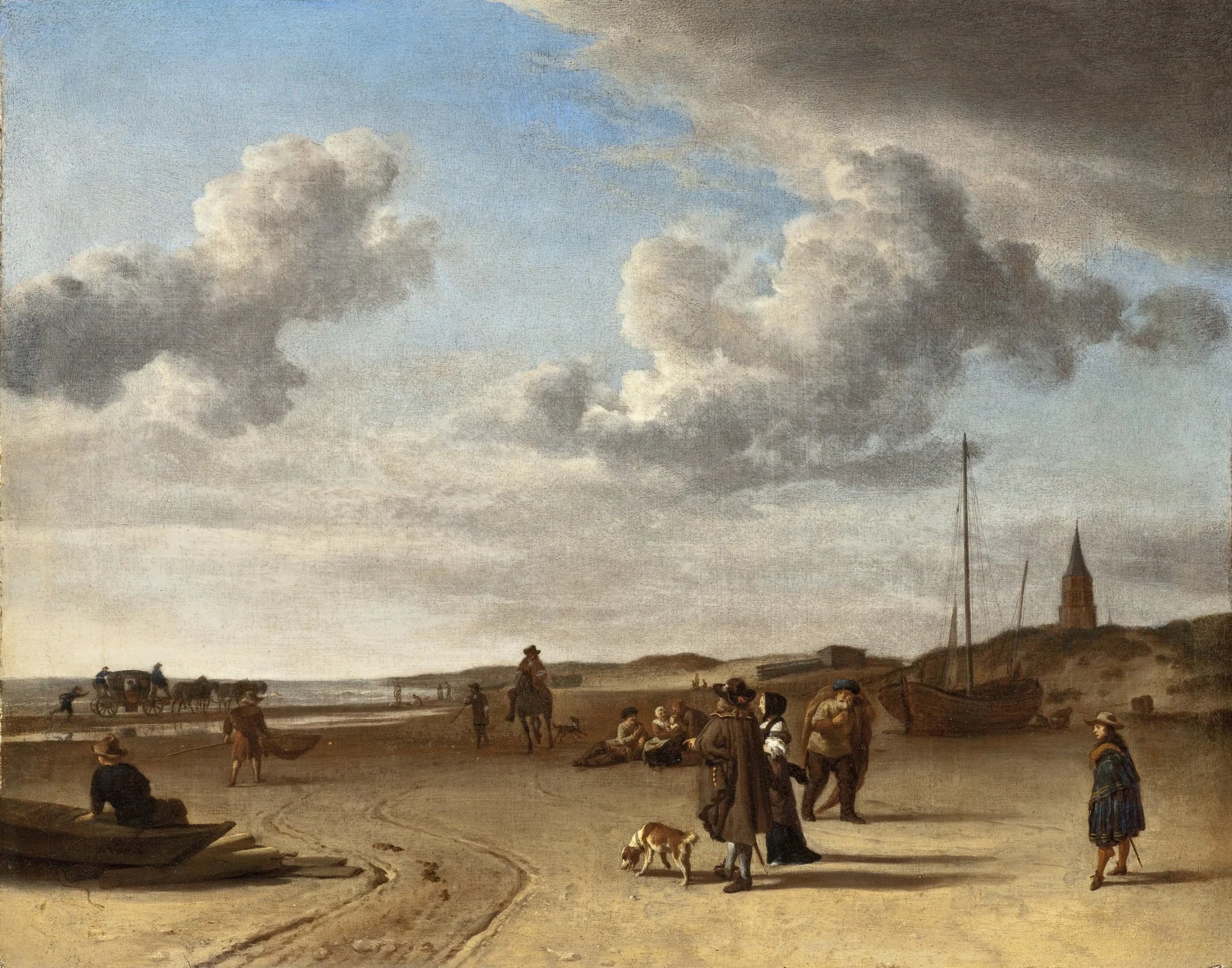 La plage de Scheveningen - Adriaen van de Velde image 1 copie peinte à la main à l’huile