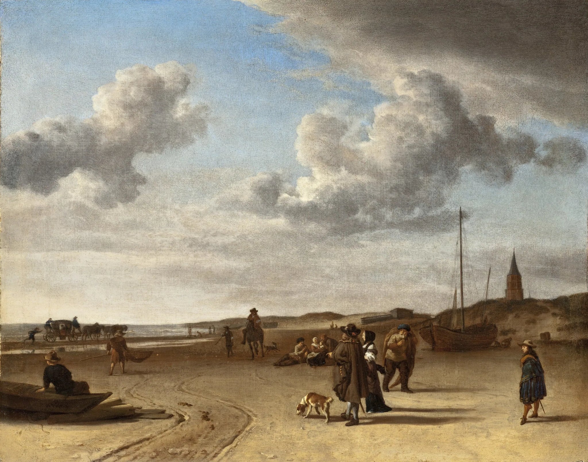 La plage de Scheveningen - Adriaen van de Velde image 1 copie peinte à la main à l’huile