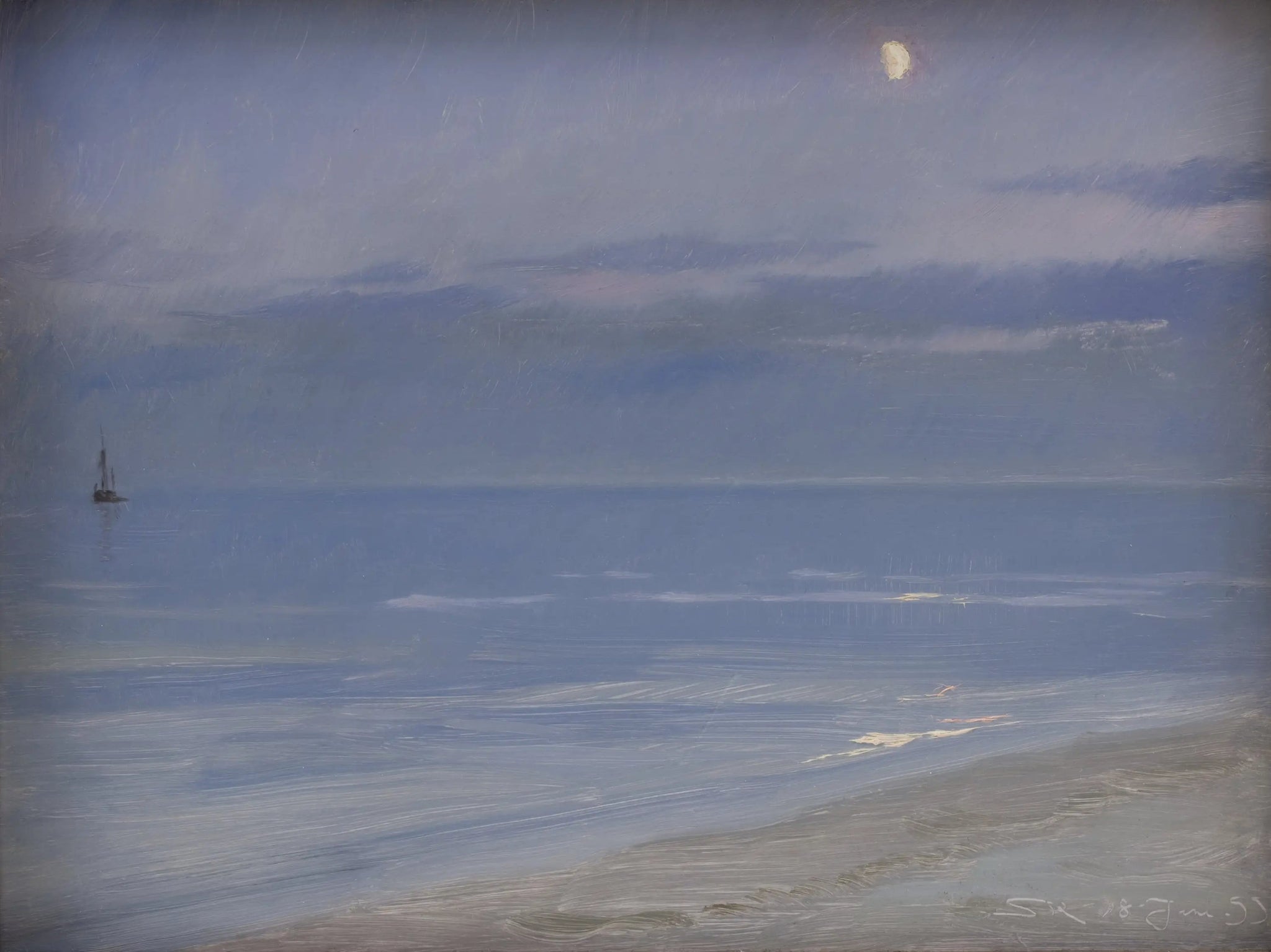 La plage de Skagen au clair de lune - Peder Severin Krøyer image 1 tableau peint à l’huile sur toile