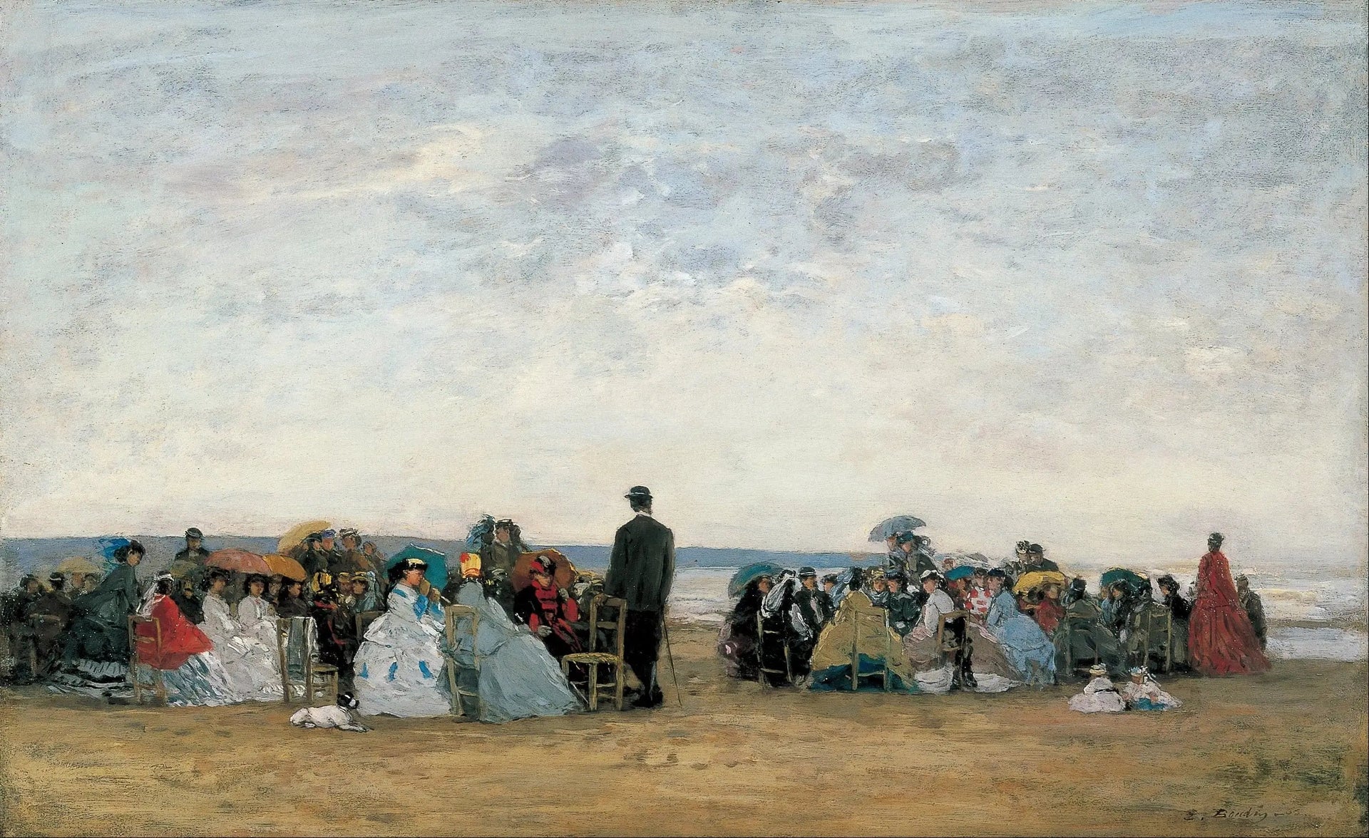 La Plage près de Trouville - Eugène Boudin image 1 copie de tableau peinte à la main