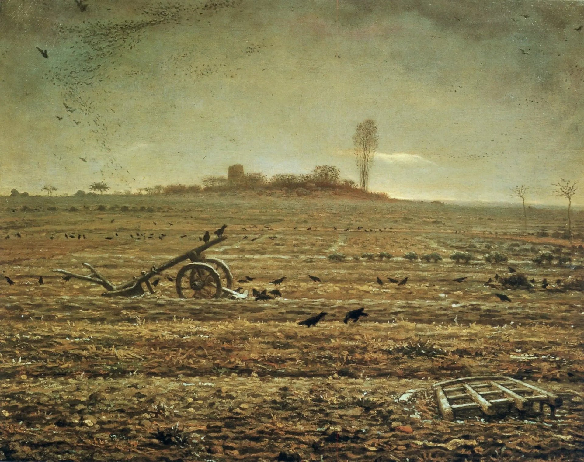 La plaine de Chailly avec herse et charrue - Jean-François Millet image 1 copie peinte à la main à l’huile