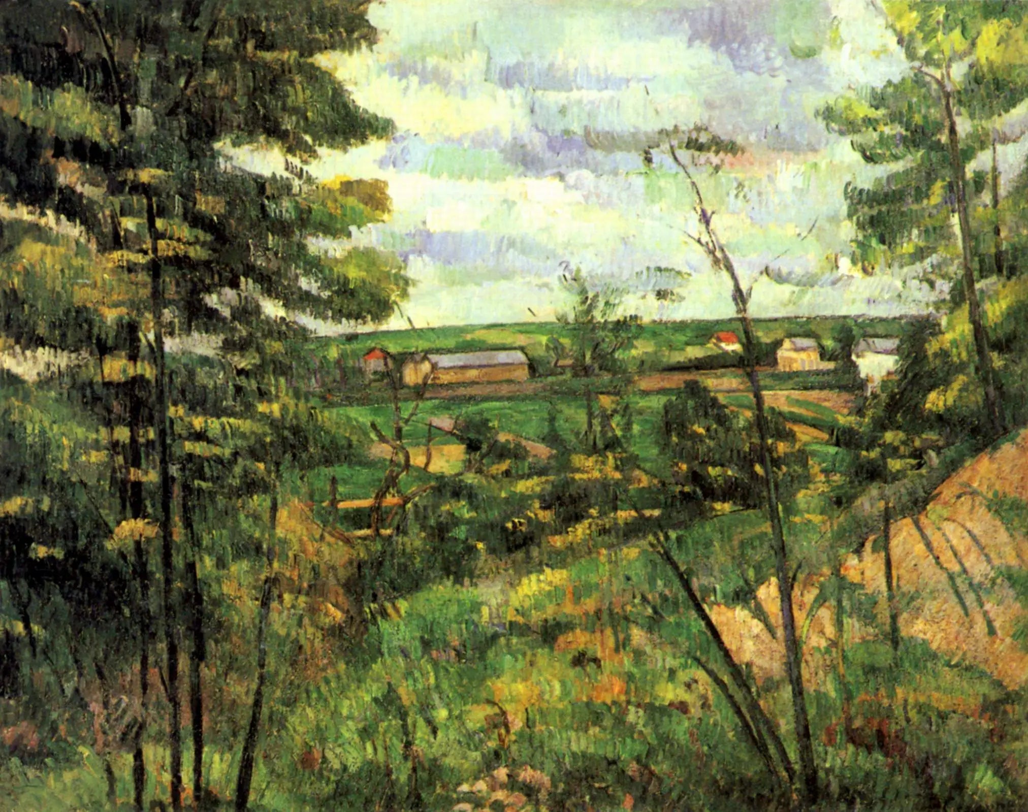 La Plaine de Saint-Ouen-l'Aumône vue prise des carrières du Chou - Paul Cézanne image 1 copie peinte à la main à l’huile