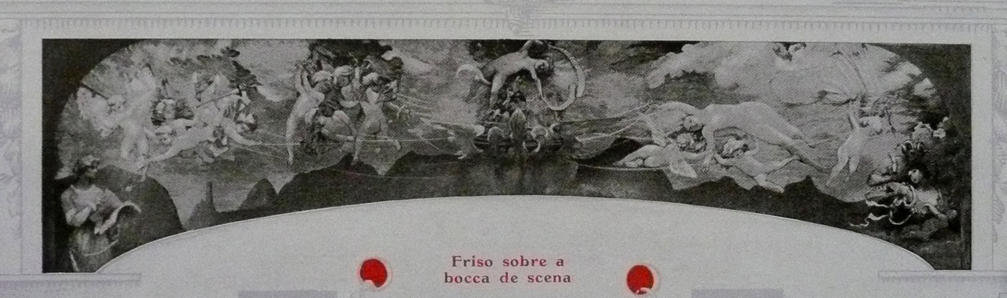 La poésie et l'amour afastando a virtude do vício - Primitivo friso sobre o proscênio do Theatro Municipal do Rio de Janeiro - Eliseu Visconti image 1 reproduction artisanale de tableau