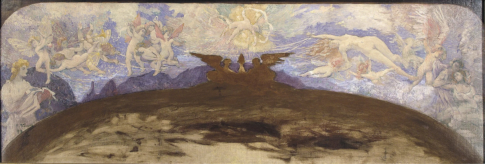 La poésie et l'amour de la vertu de Vício - Estudo do primeiro friso sobre o proscênio do Theatro Municipal do Rio de Janeiro - Eliseu Visconti image 1 reproduction d’œuvre d’art à l’huile