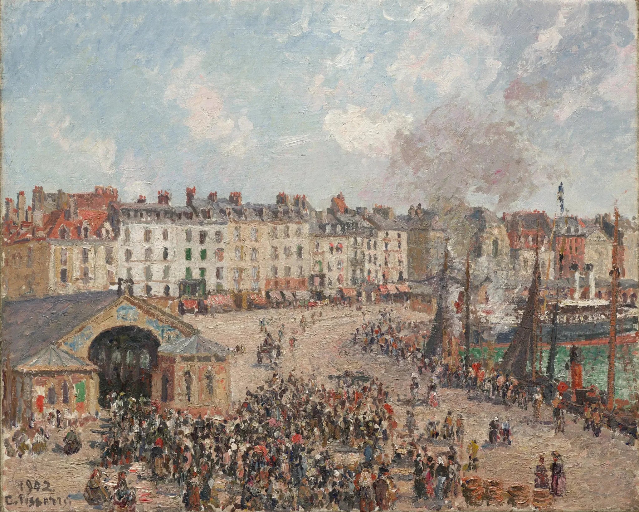 La Poissonnerie à Dieppe - Camille Pissarro image 1 copie de tableau peinte à la main
