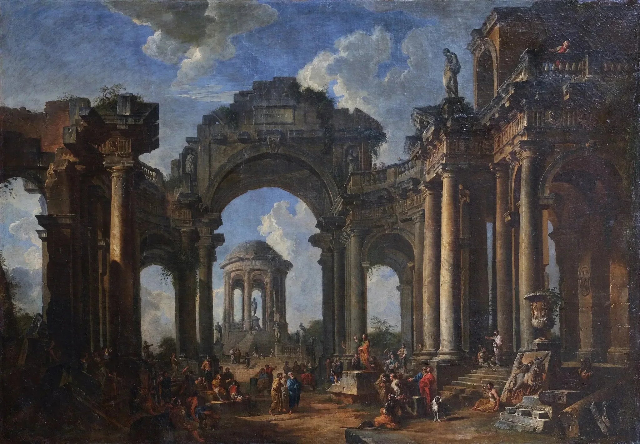 La Prédication d'un apôtre dans des ruines d'architecture d'ordre dorique - Giovanni Paolo Panini image 1 copie de tableau peinte à la main
