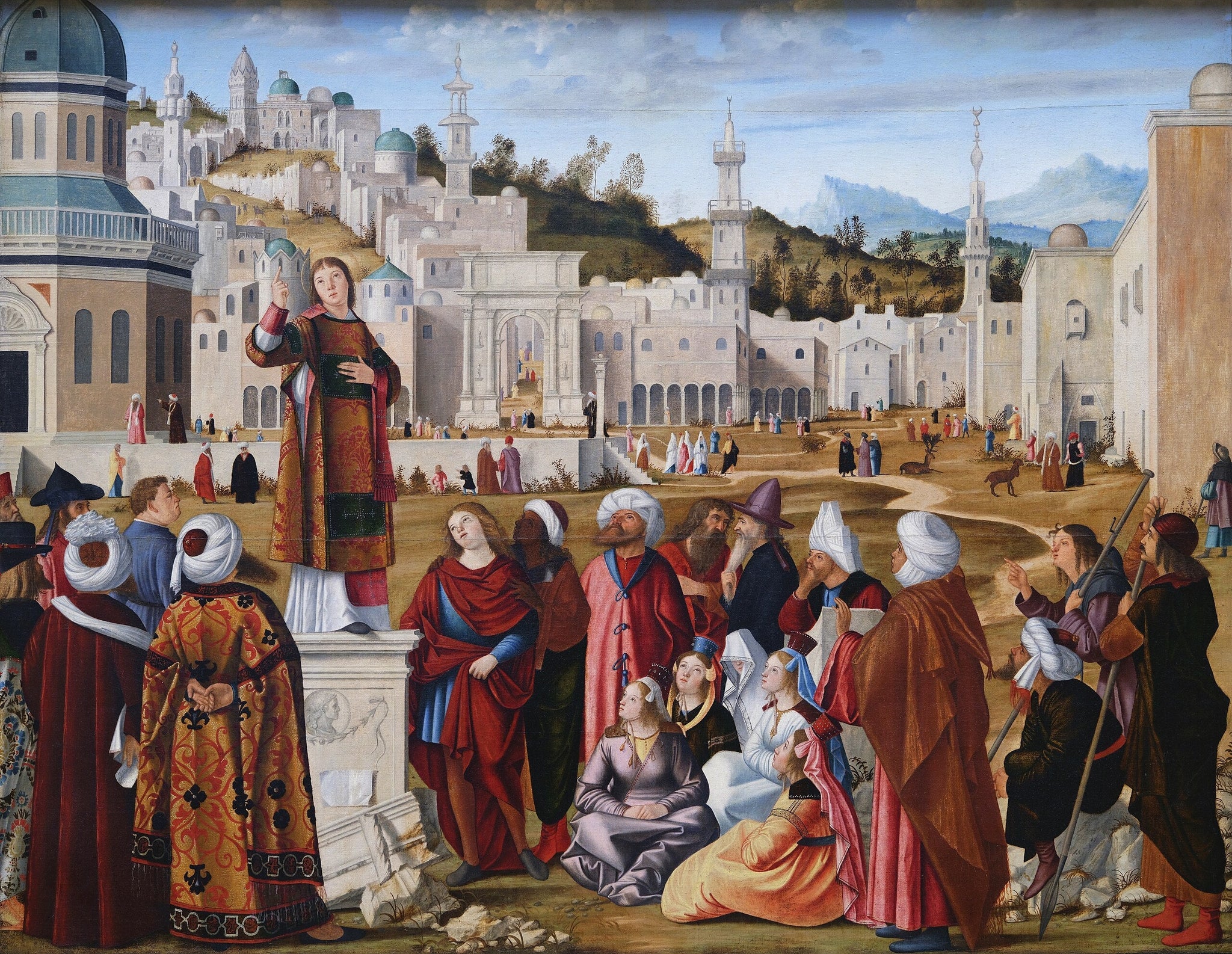La Prédication de Saint Étienne - Vittore Carpaccio image 1 copie de tableau peinte à la main