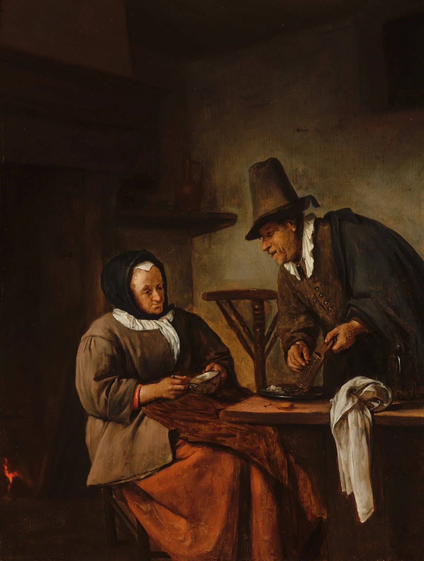 La préparation du chaudeau - Jan Steen image 1 copie peinte à la main à l’huile