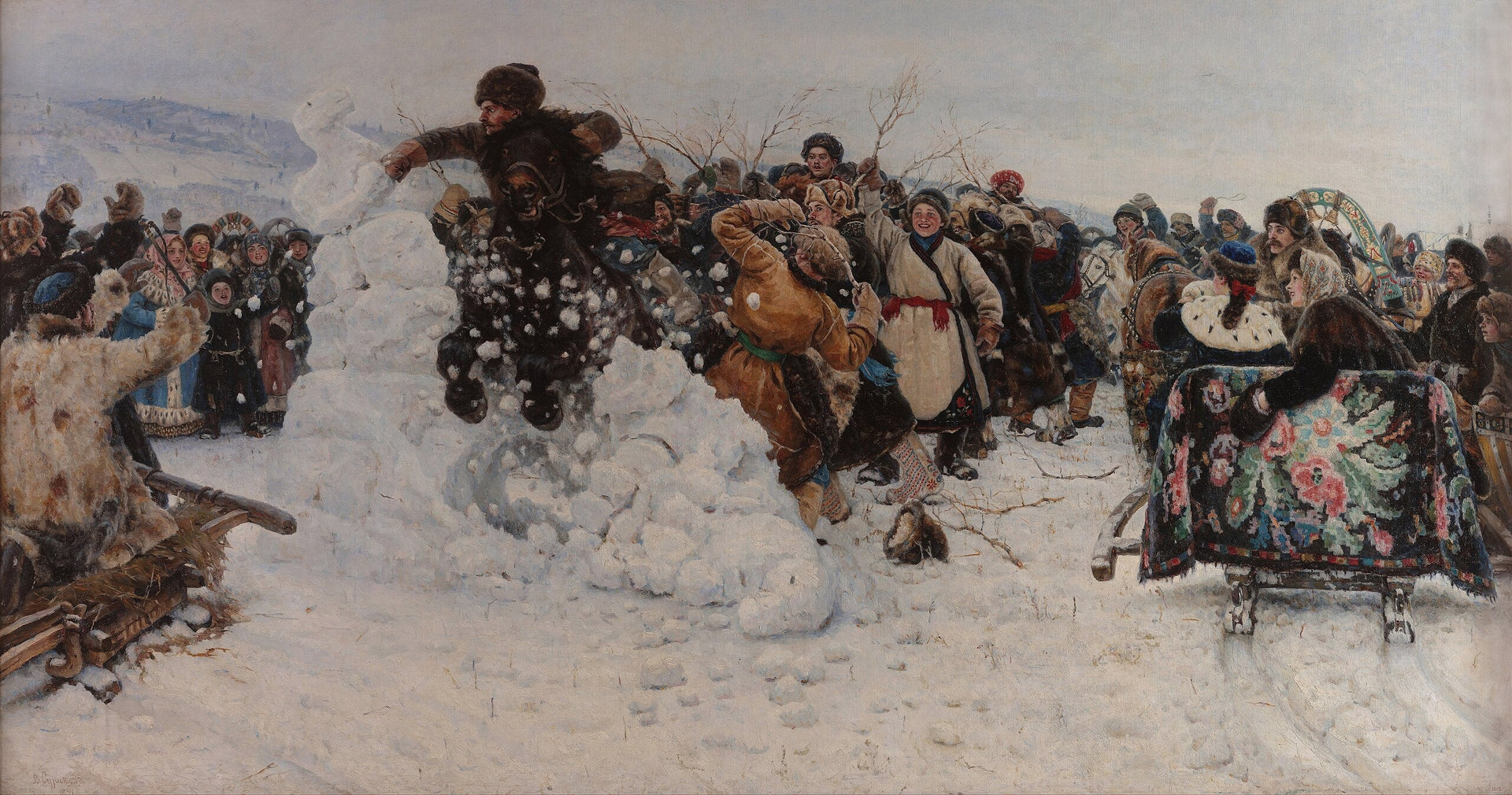 La Prise de la forteresse de neige - Vassili Sourikov image 1 copie de tableau peinte à la main