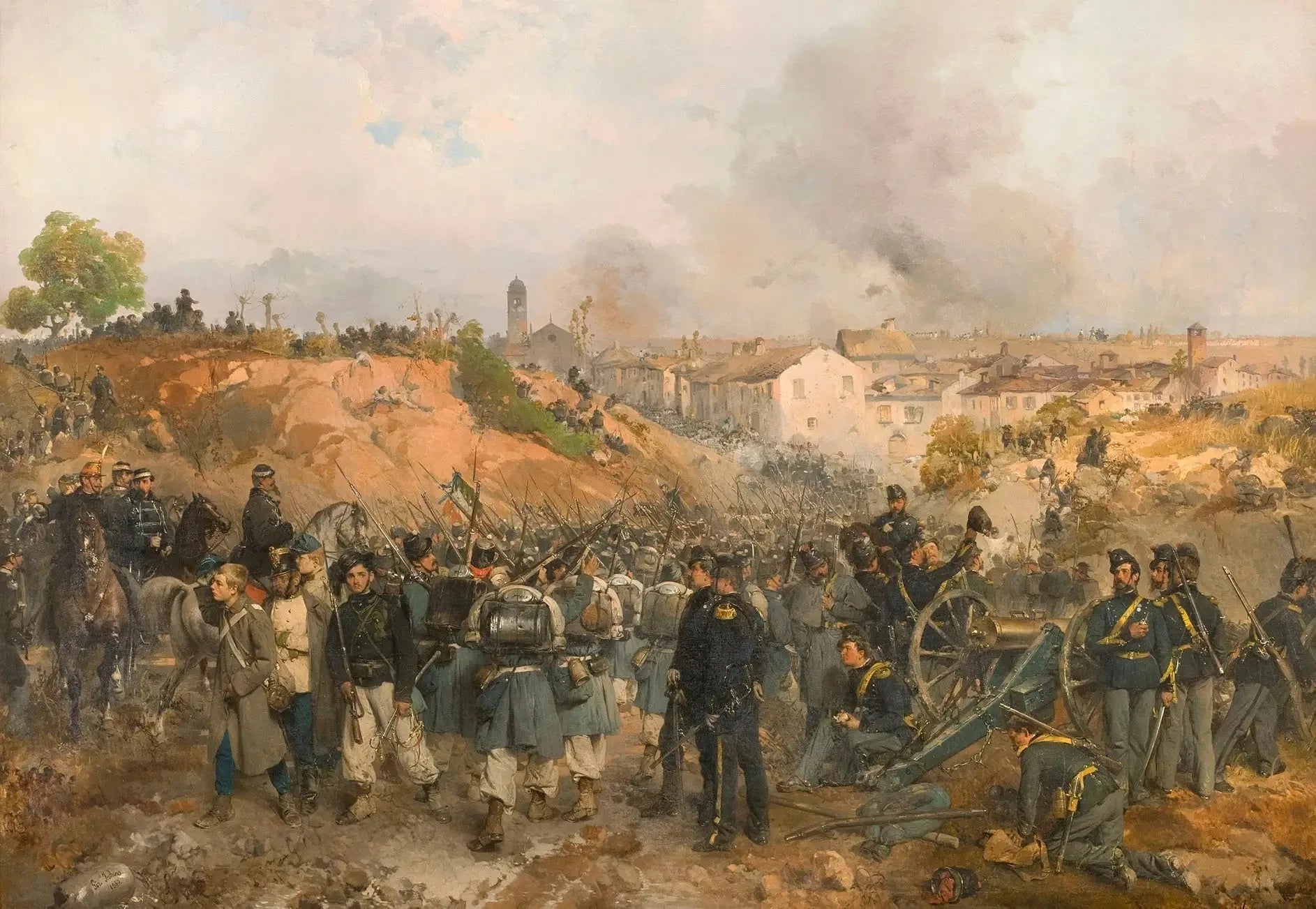 La prise de Palestro le 30 mai 1859 - Gerolamo Induno image 1 copie de tableau peinte à la main