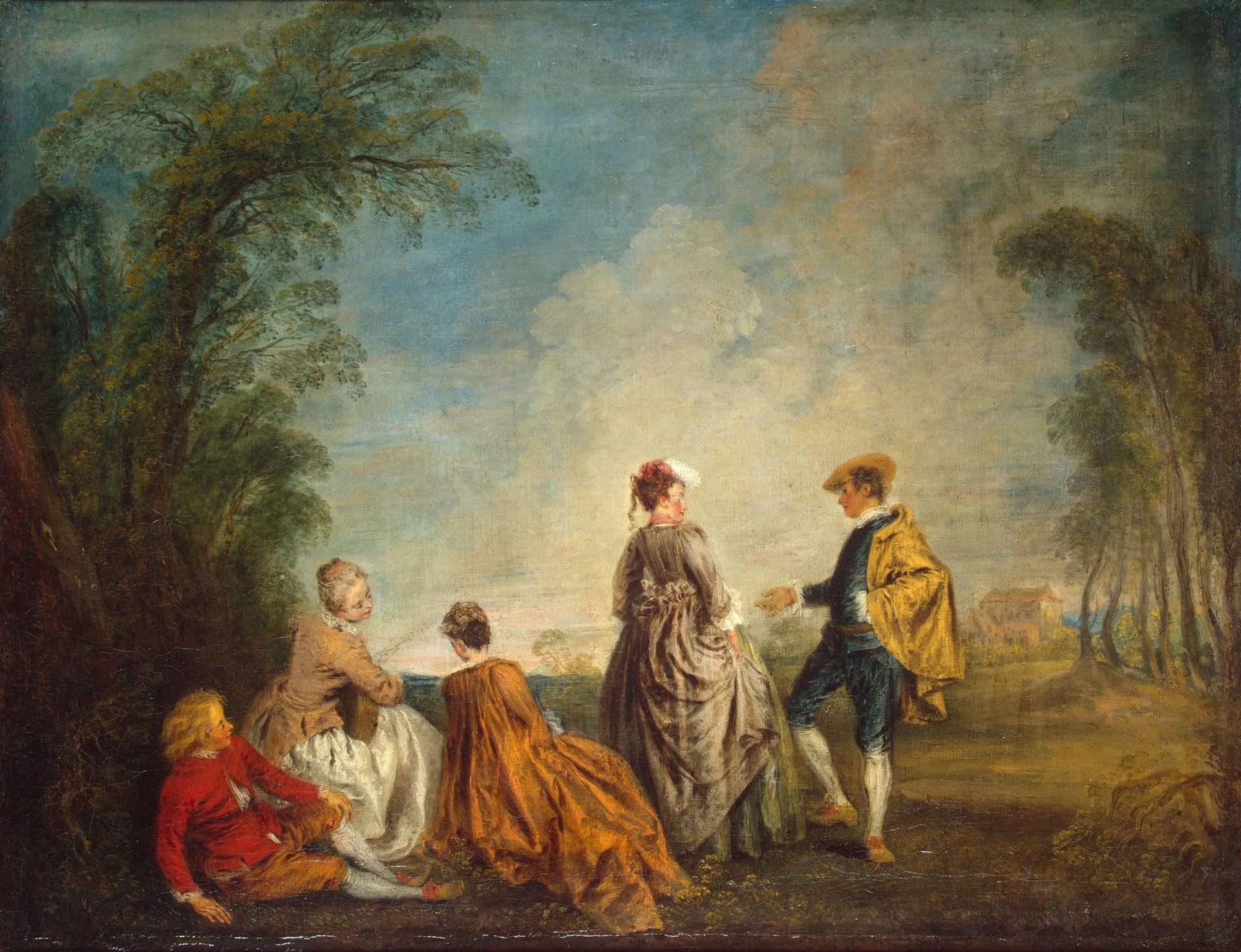 La Proposition embarrassante - Antoine Watteau image 1 tableau peint à l’huile sur toile