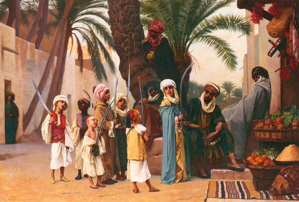 La quête de l'Aïd-Srir, à Biskra - Gustave Boulanger image 1 copie peinte à la main à l’huile