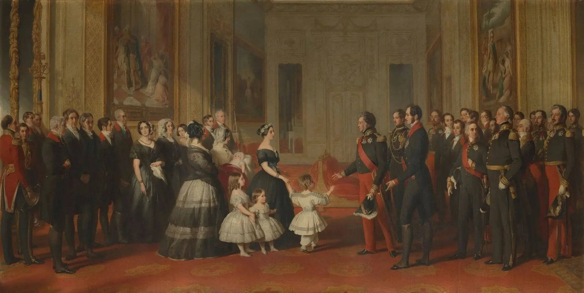 La réception de Louis-Philippe, roi des Français, au château de Windsor, le 8 octobre 1844 - Franz Xaver Winterhalter image 1 reproduction artisanale de tableau