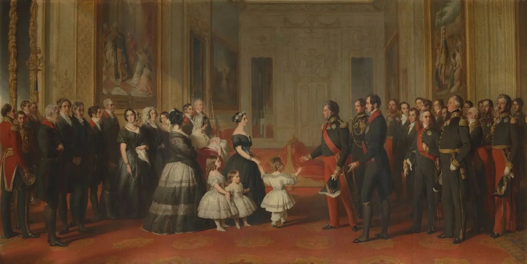 La réception de Louis-Philippe, roi des Français, au château de Windsor, le 8 octobre 1844 - Franz Xaver Winterhalter image 1 reproduction artisanale de tableau