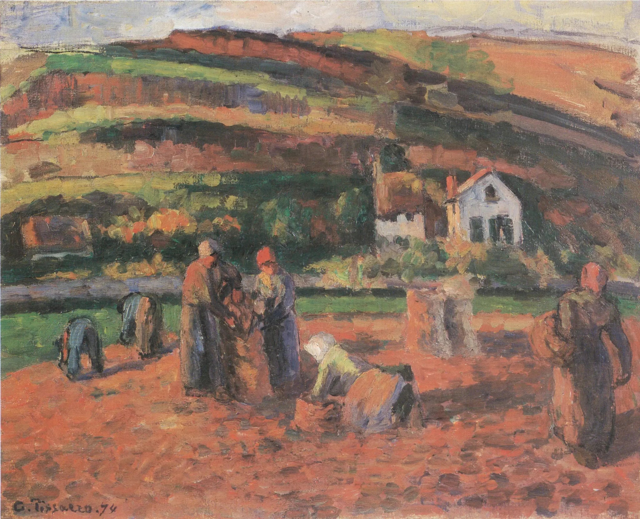 La Récolte des pommes de terre - Camille Pissarro image 1 copie de tableau peinte à la main
