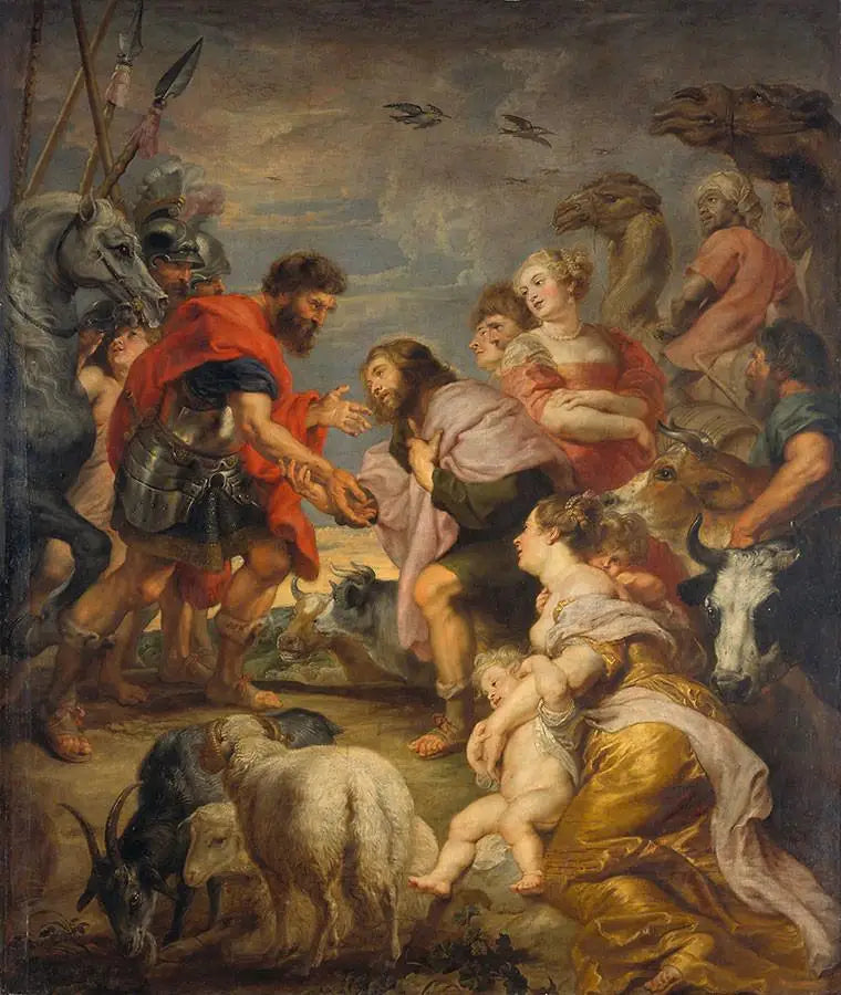 La Réconciliation d'Ésaü et Jacob - Peter Paul Rubens image 1 tableau peint à l’huile sur toile
