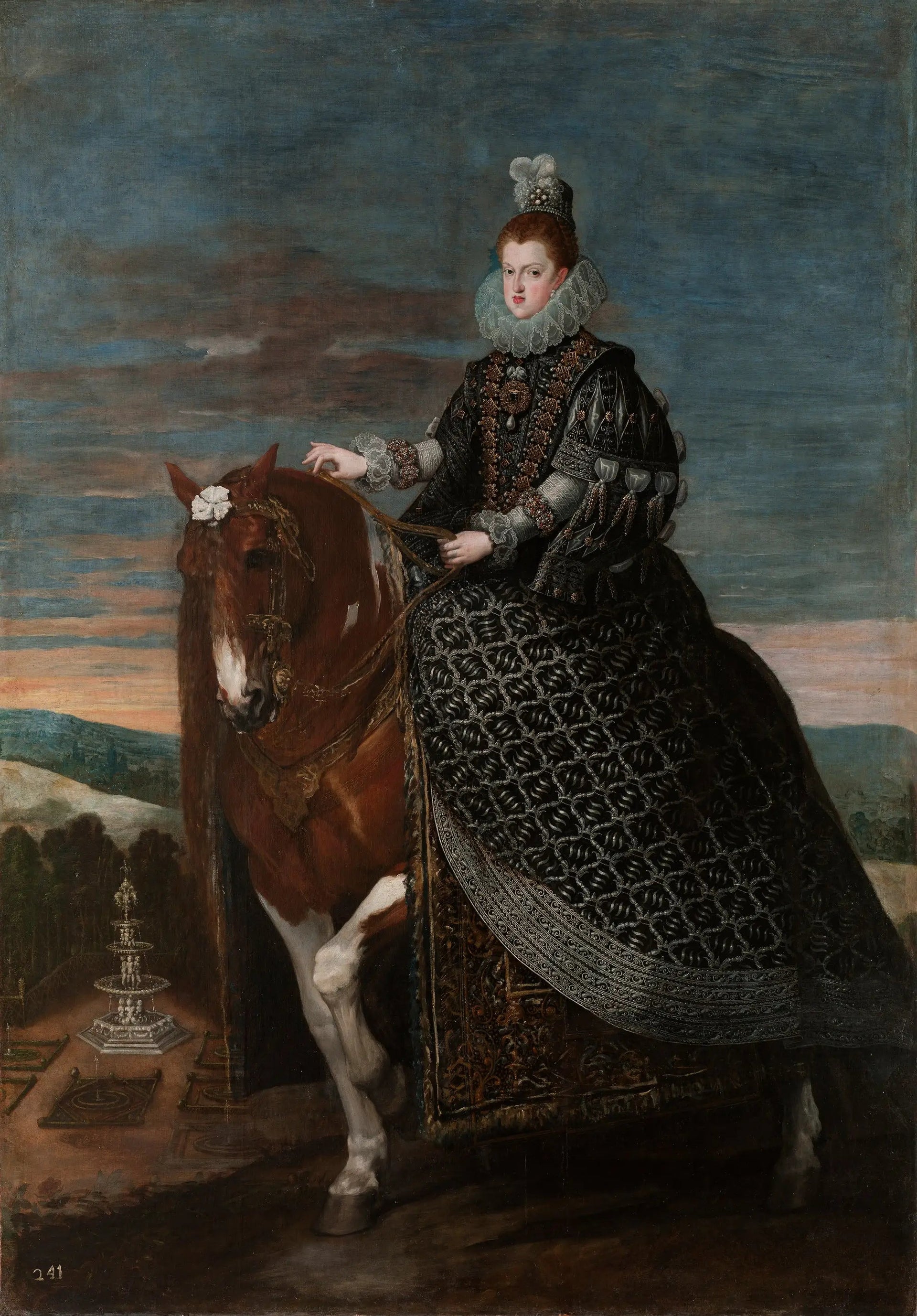 La Reine Marguerite d'Autriche à cheval - Diego Velázquez image 1 reproduction de peinture à l’huile