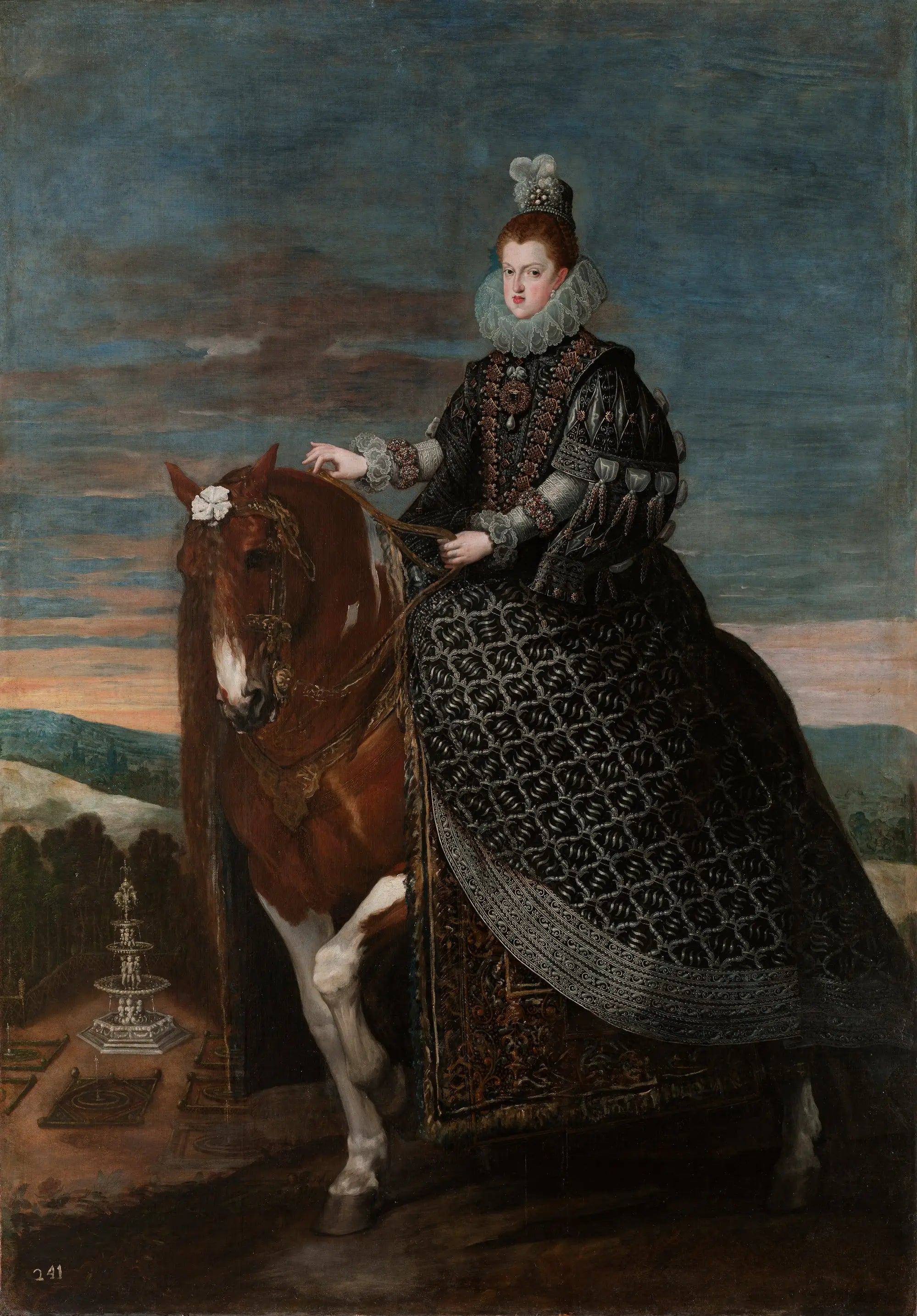 La Reine Marguerite d'Autriche à cheval - Diego Velázquez image 1 reproduction de peinture à l’huile