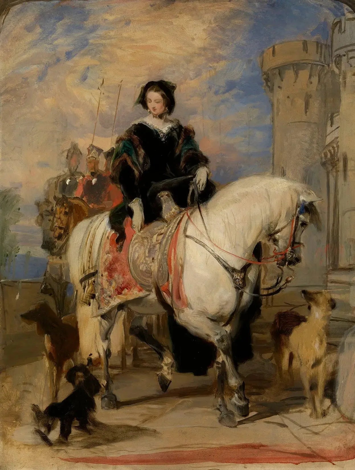 La reine Victoria (1819-1901) à cheval - Edwin Henry Landseer image 1 copie de tableau peinte à la main