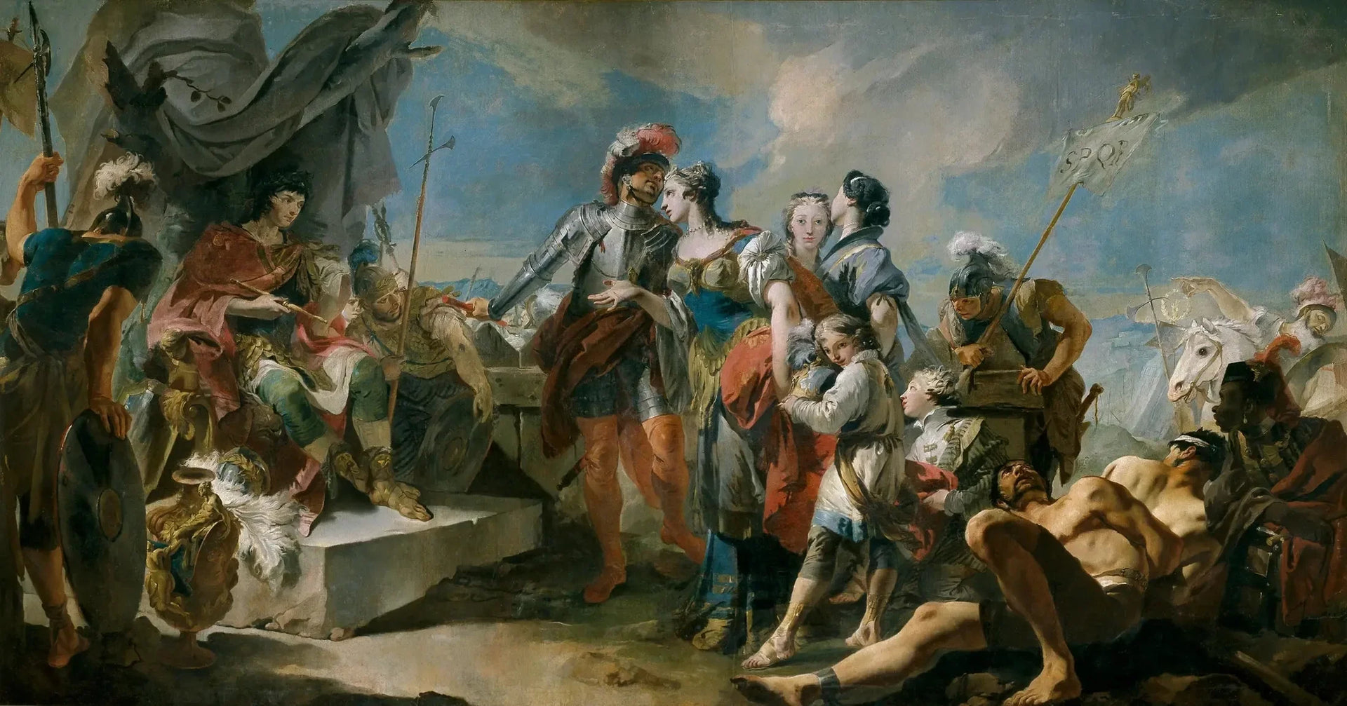 La Reine Zénobie devant l'Empereur Aurélien - Giovanni Battista Tiepolo image 1 copie peinte à la main à l’huile
