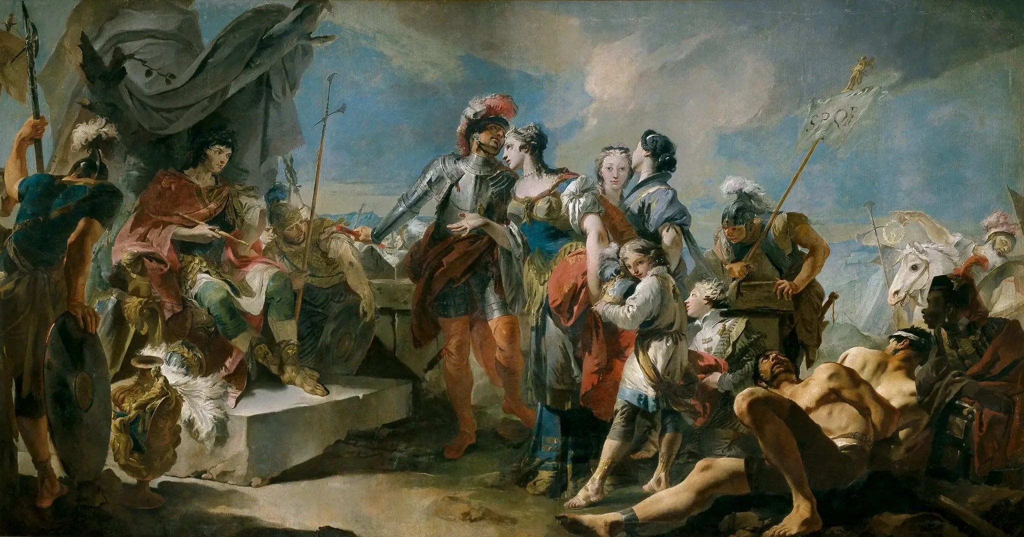 La Reine Zénobie devant l'Empereur Aurélien - Giovanni Battista Tiepolo image 1 copie peinte à la main à l’huile