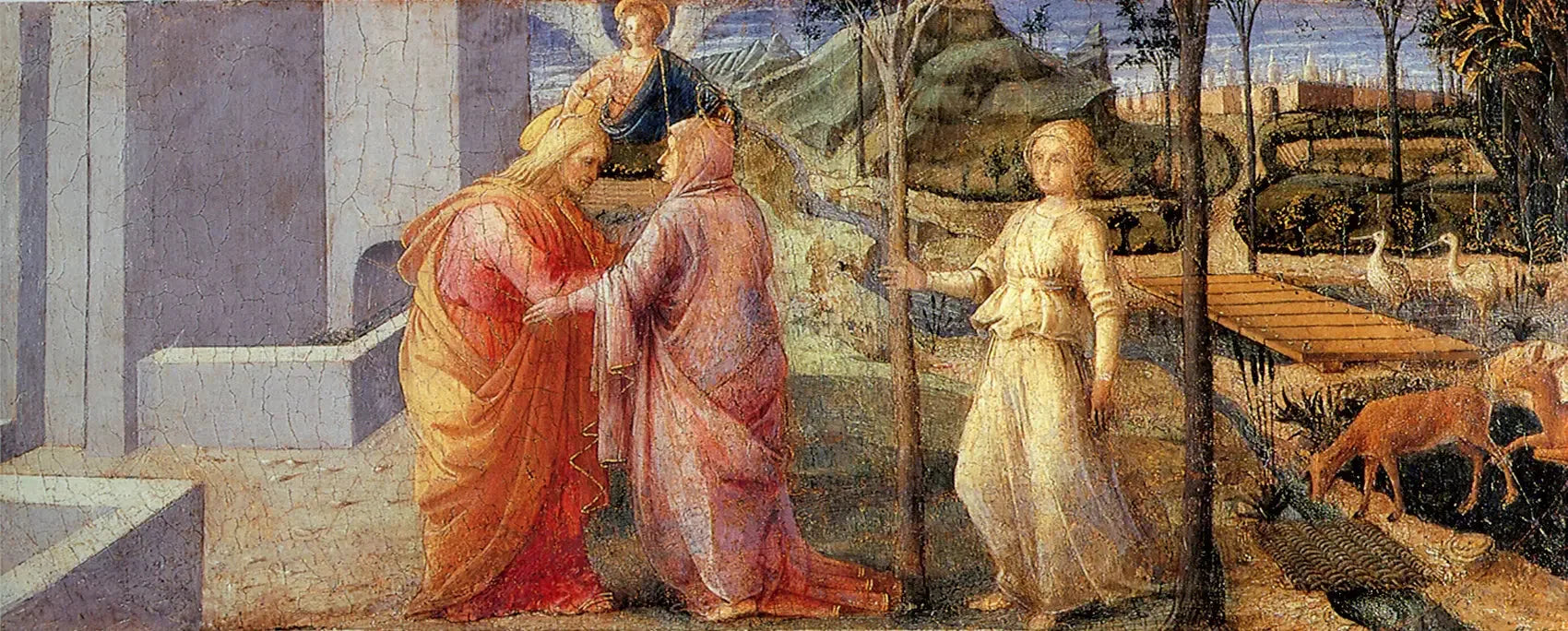La Rencontre d'Anne et Joachim à la Porte Dorée - Fra Filippo Lippi image 1 tableau peint à l’huile sur toile