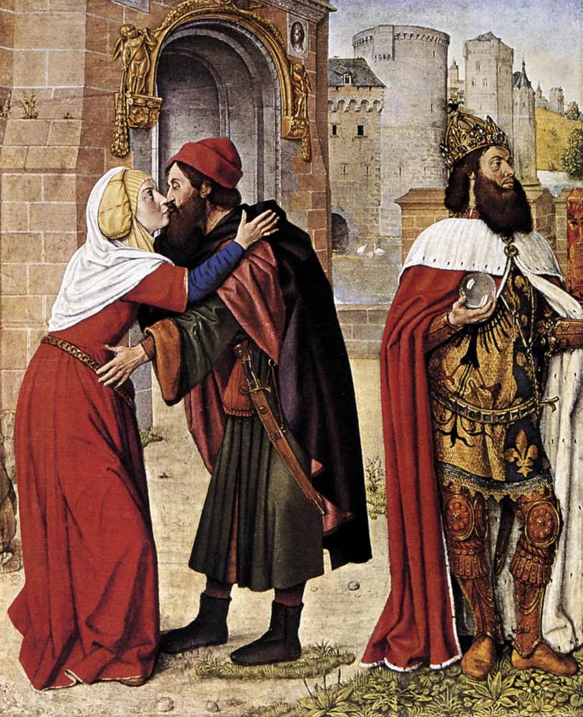 La Rencontre d'Anne et Joachim à la Porte Dorée - Jean Hey image 1 copie de tableau peinte à la main