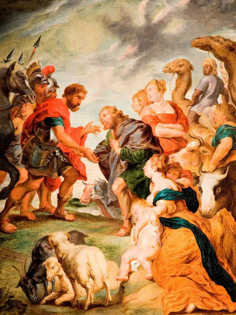 La rencontre d'Ésaü et de Jacob - Peter Paul Rubens image 1 reproduction de peinture à l’huile
