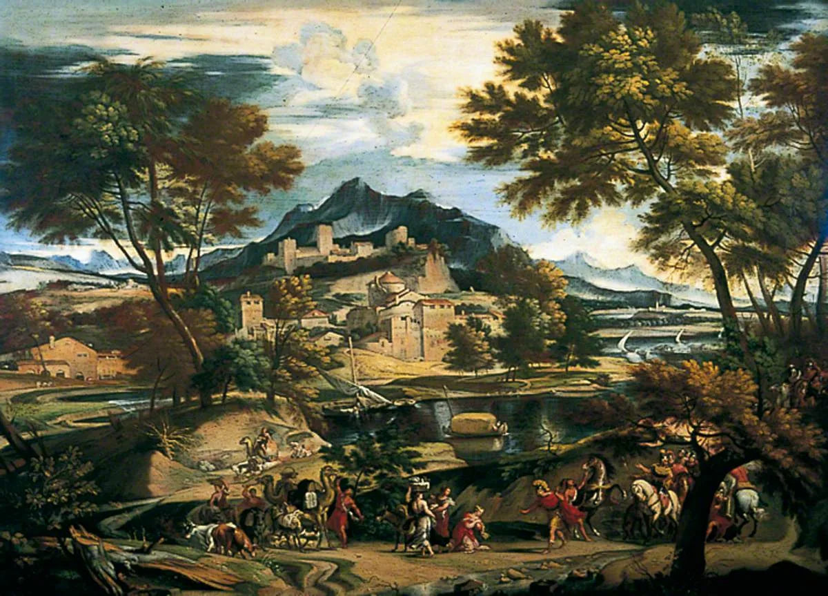 La rencontre de David et Abigaïl - Domenichino image 1 reproduction de peinture à l’huile