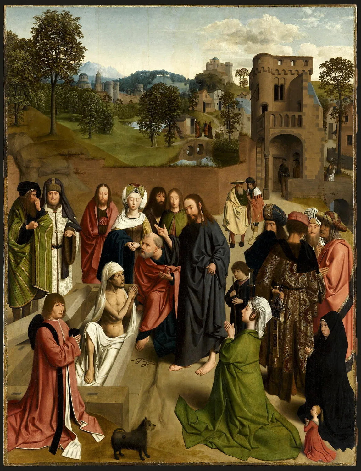 La Résurrection de Lazare, avec un couple de donateurs et leur fille - Geertgen tot Sint Jans image 1 reproduction artisanale de tableau