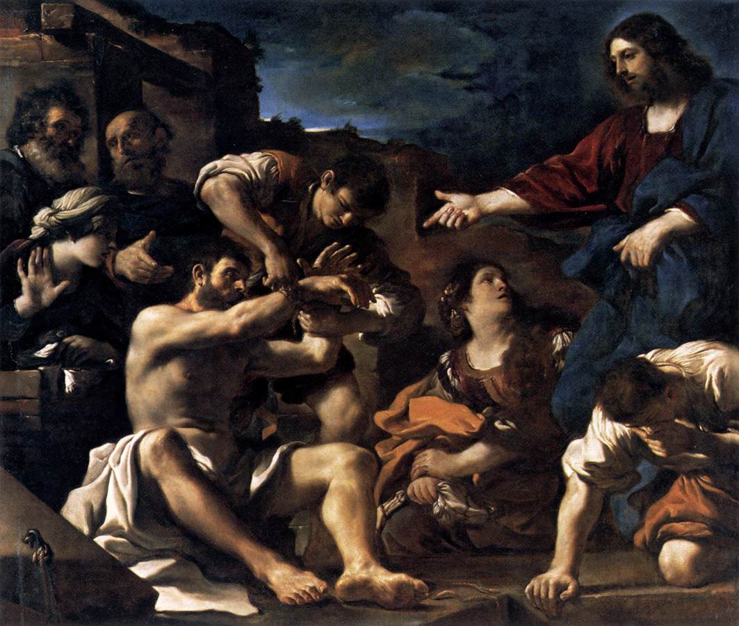La Résurrection de Lazare - Guercino image 1 tableau peint à l’huile sur toile