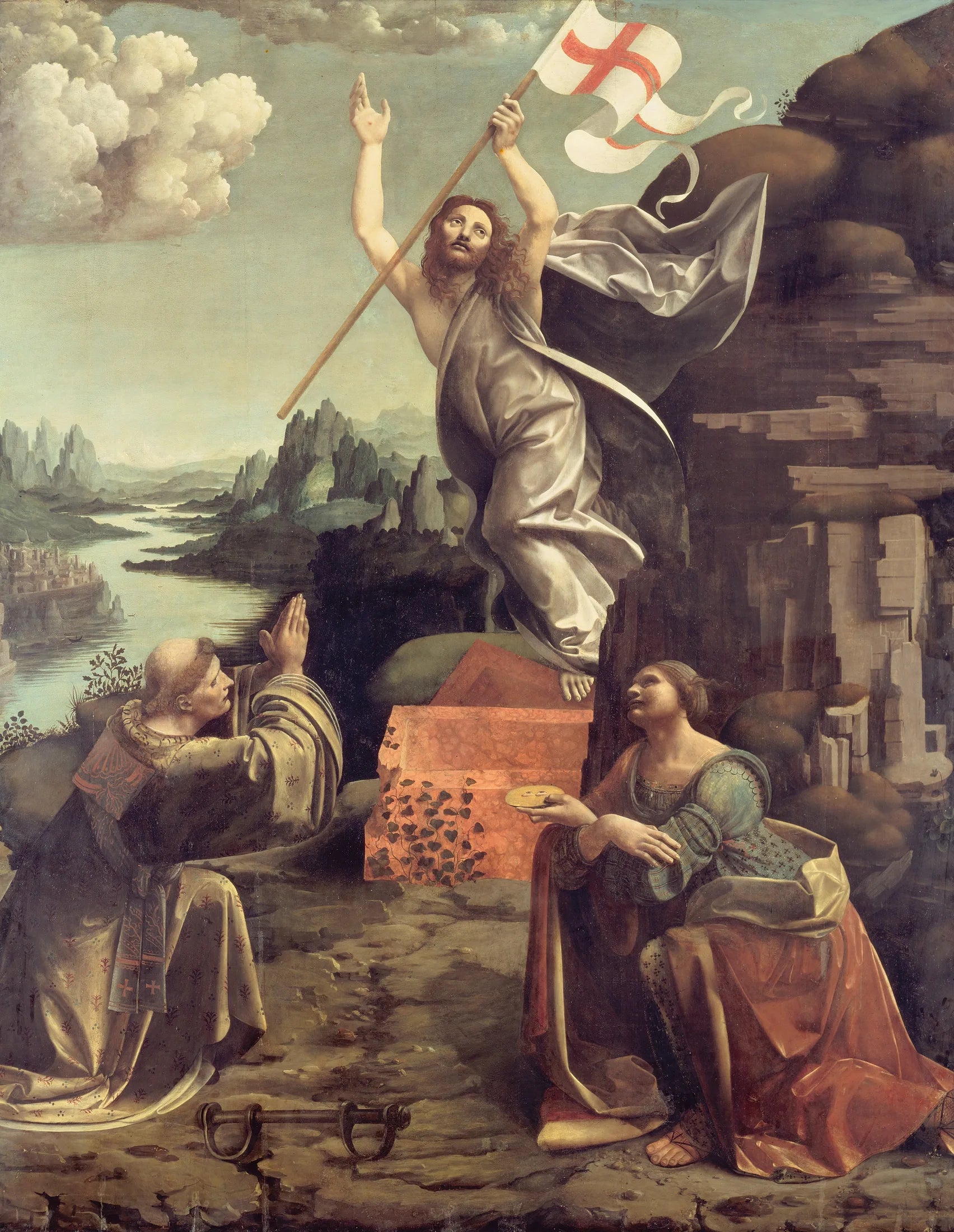 La Résurrection du Christ avec saint Léonard de Noblac et saint Lucie - Giovanni Antonio Boltraffio image 1 reproduction de peinture à l’huile