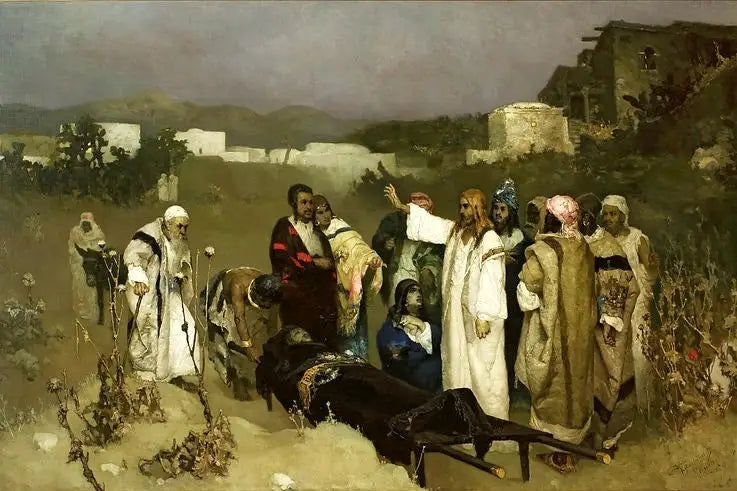 La résurrection du fils de la veuve de Naïn. - Wilhelm Kotarbiński image 1 reproduction artisanale de tableau