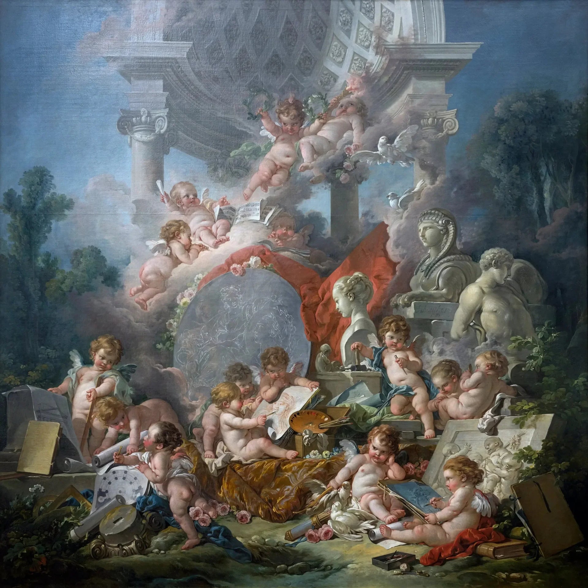 La Réunion des Arts - François Boucher image 1 reproduction artisanale de tableau