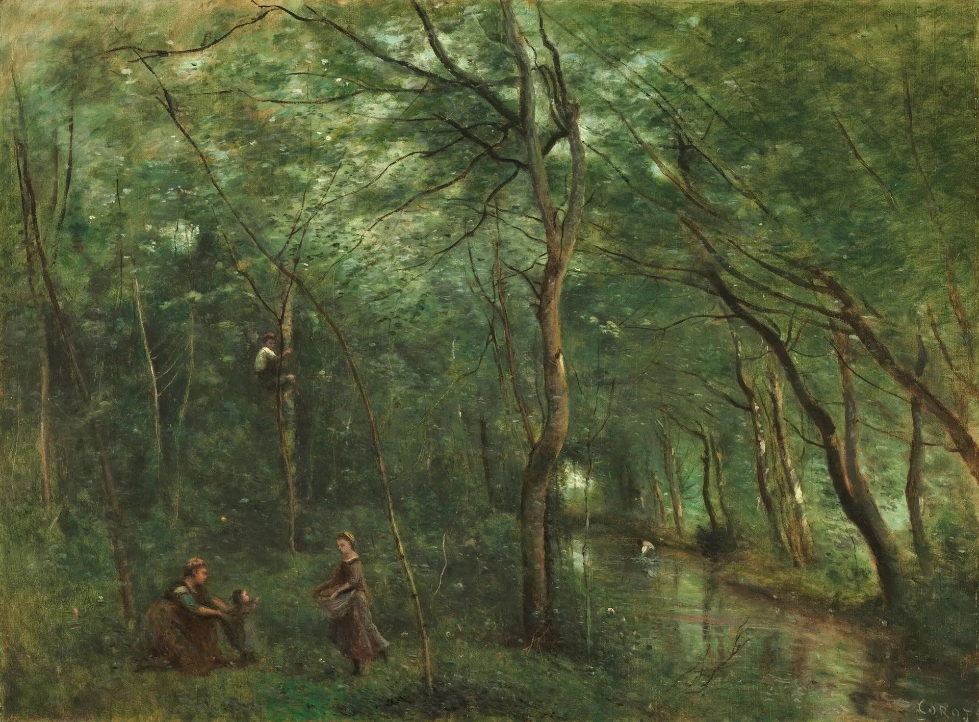 La Rive verte - Jean-Baptiste Camille Corot image 1 reproduction de peinture à l’huile