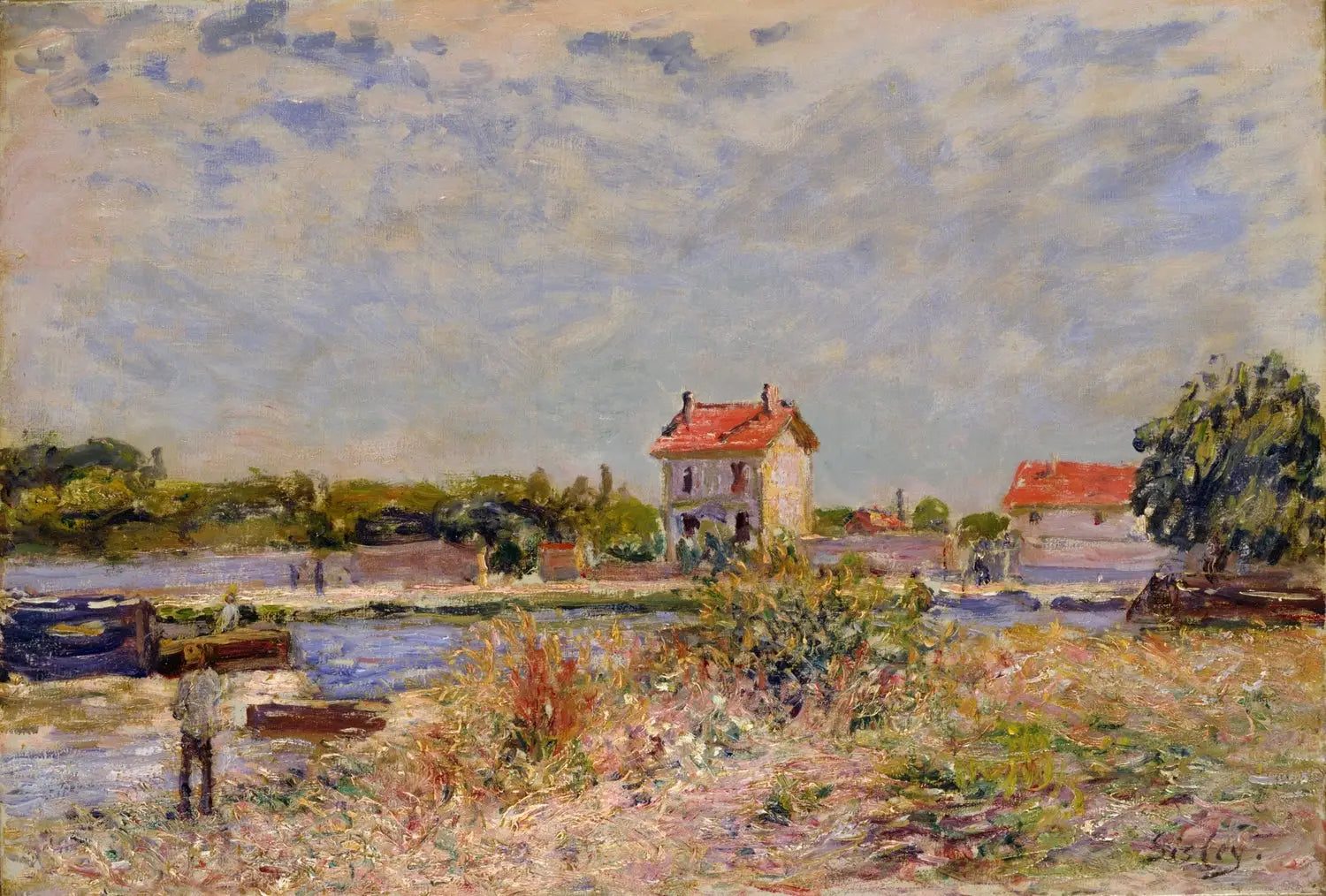 La rivière Loing à Saint-Mammes - Alfred Sisley image 1 reproduction de peinture à l’huile