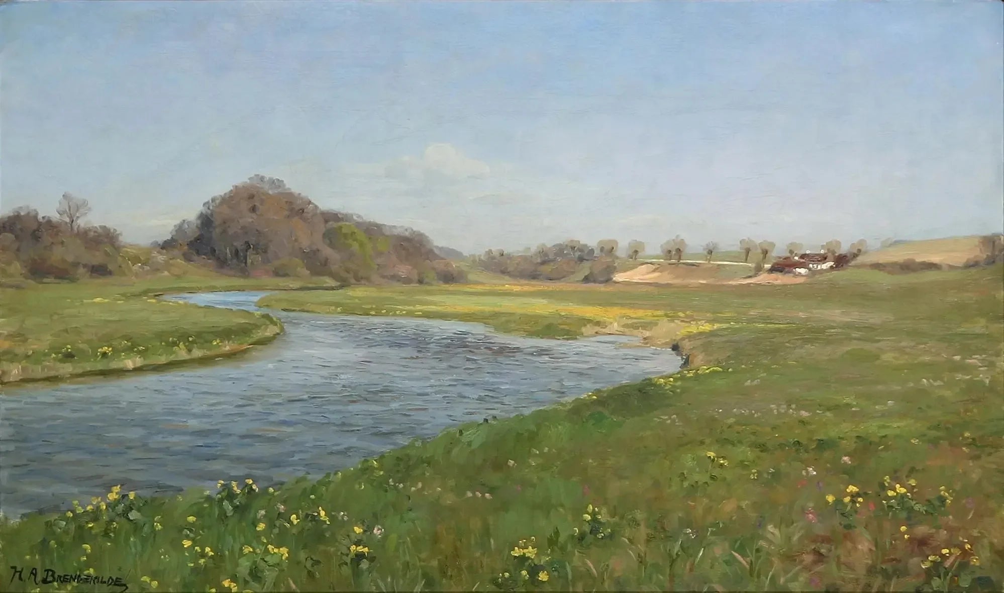 La rivière Suså près de Herlufsholm. - H. A. Brendekilde image 1 reproduction de peinture à l’huile