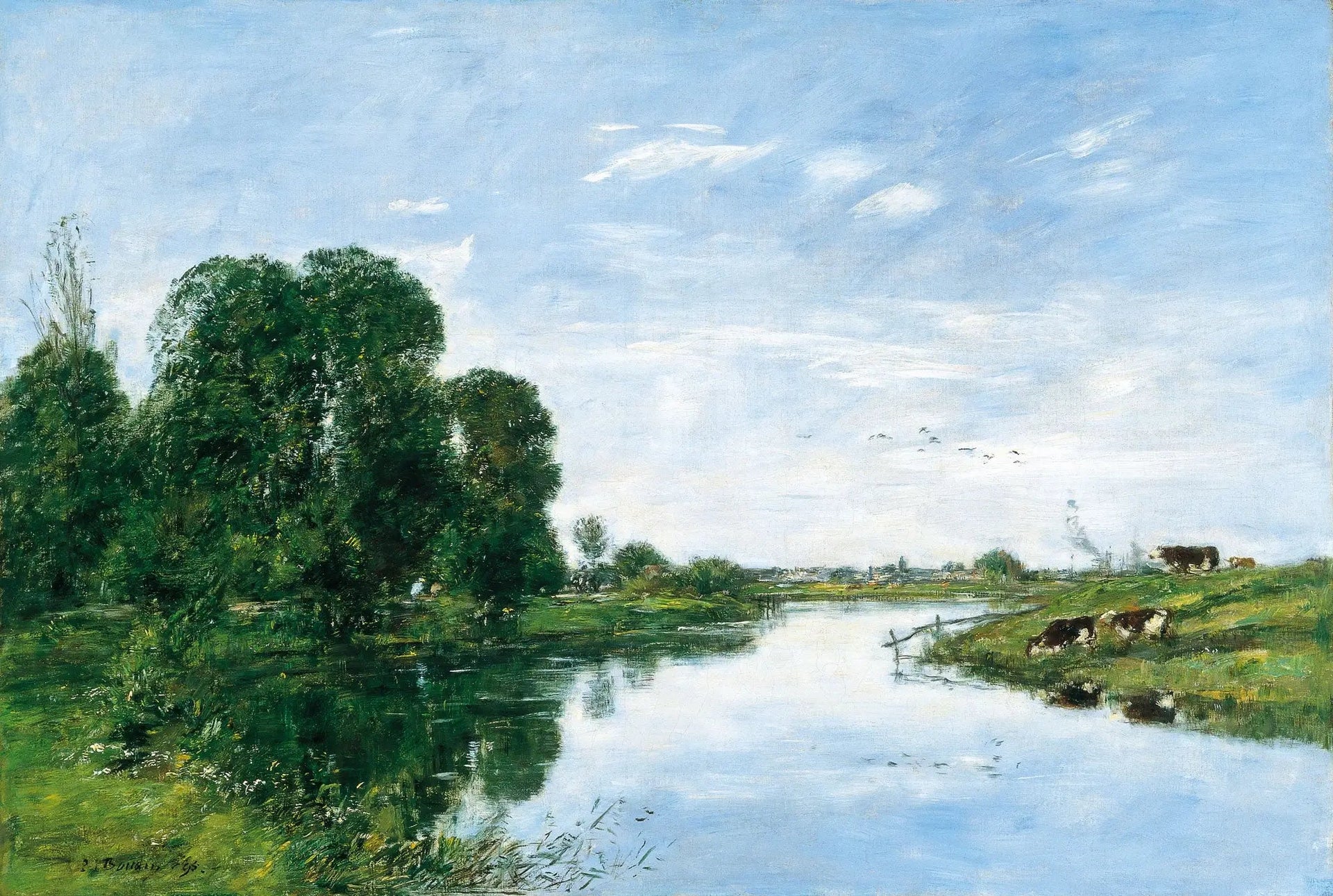 La rivière Touques à Saint-Arnoult - Eugène Boudin image 1 reproduction de peinture à l’huile
