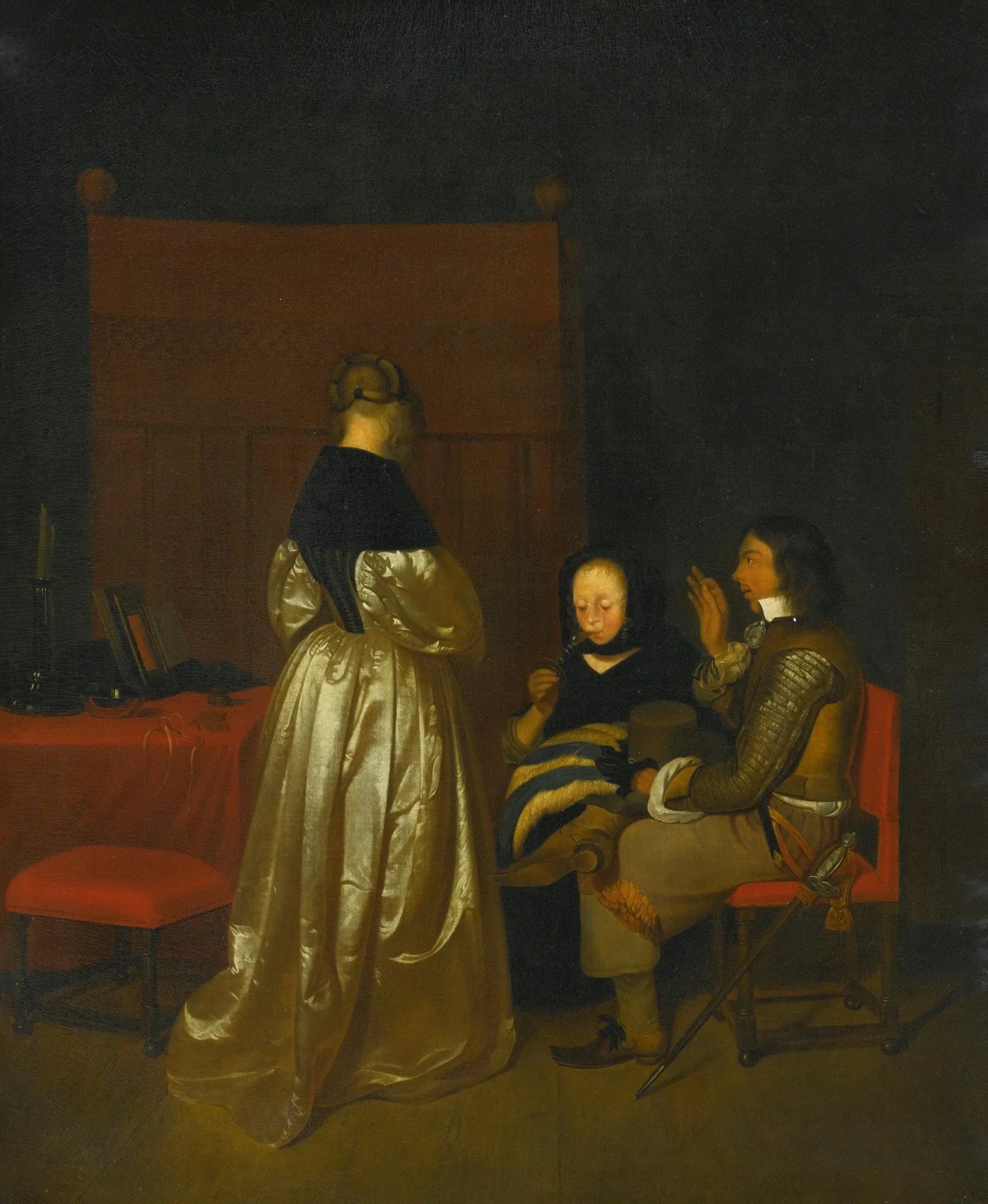 La robe en satin - Gerard ter Borch image 1 reproduction de peinture à l’huile