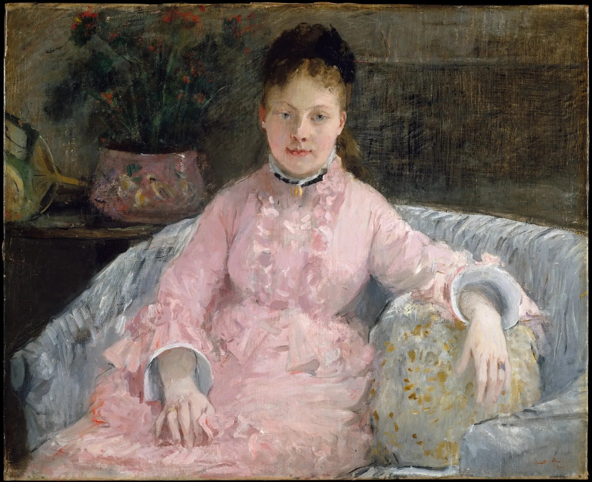 La Robe rose (Albertie-Marguerite Carré, plus tard Madame Ferdinand-Henri Himmes, 1854-1935) - Berthe Morisot image 1 reproduction d’œuvre d’art à l’huile