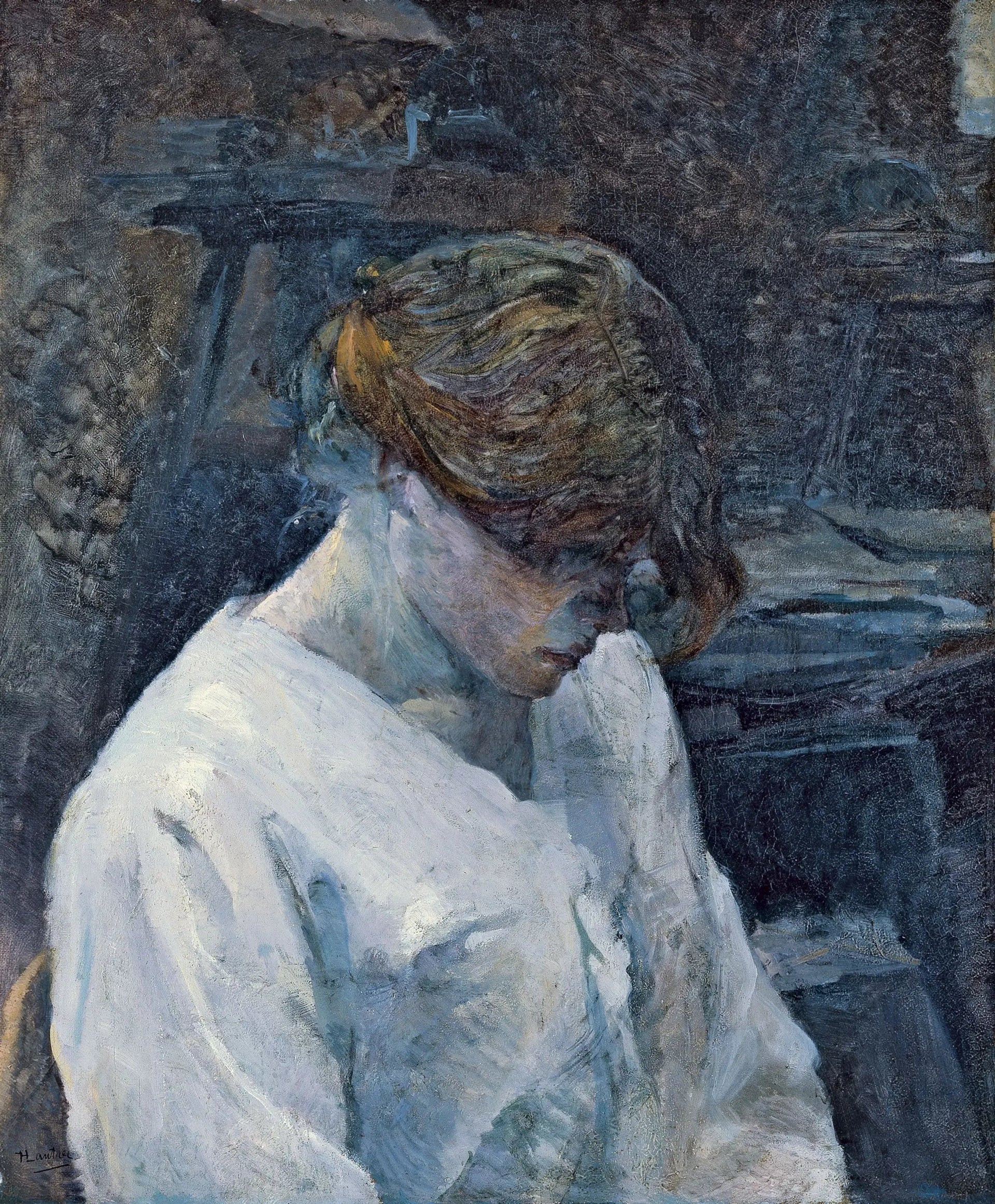 La Rousse au chemisier blanc - Henri de Toulouse-Lautrec image 1 reproduction artisanale de tableau