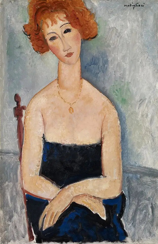 La Rousse au Pendentif - Amedeo Modigliani image 1 reproduction de peinture à l’huile