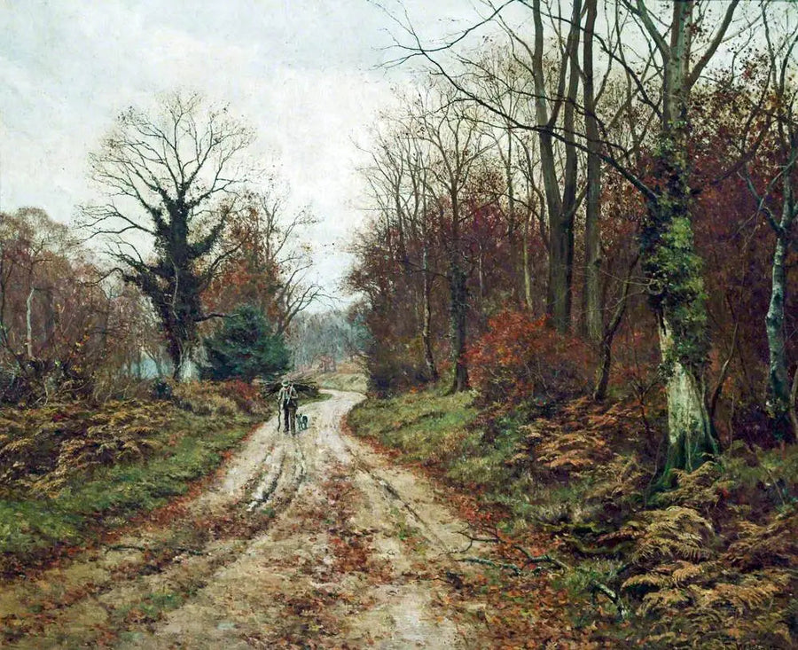 La route d'automne (Mitcham Woods, Surrey) - Edward Wilkins Waite image 1 copie peinte à la main à l’huile