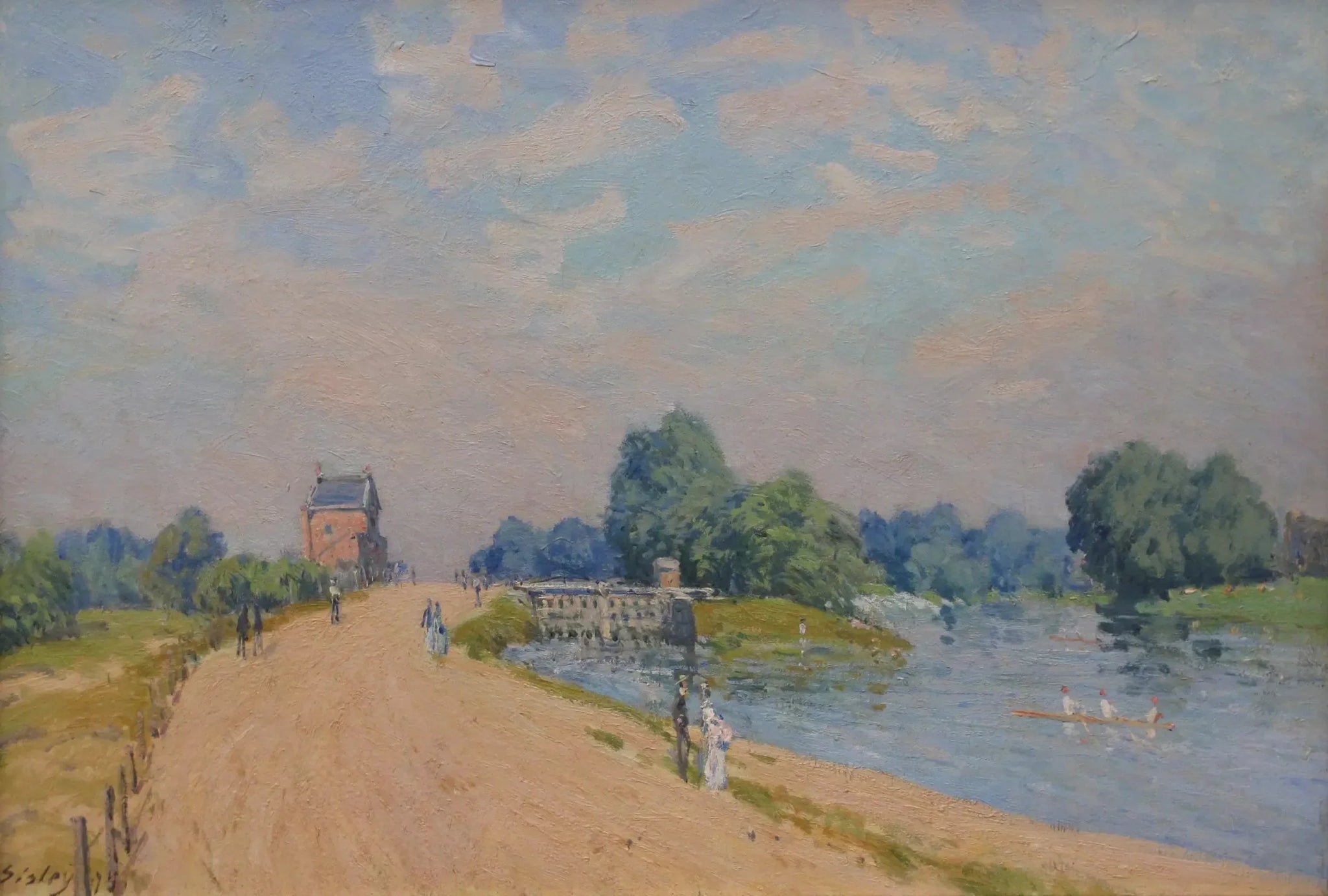 La Route de Hampton Court à Molesey - Alfred Sisley image 1 copie de tableau peinte à la main