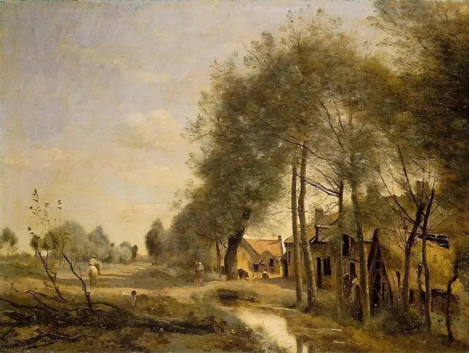 La Route de Sin-le-Noble, près de Douai - Jean-Baptiste Camille Corot image 1 copie peinte à la main à l’huile
